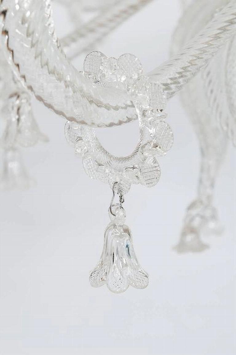 Fatto a mano Lampadario su misura di Murano Clear Color largo e piatto Italia in vendita