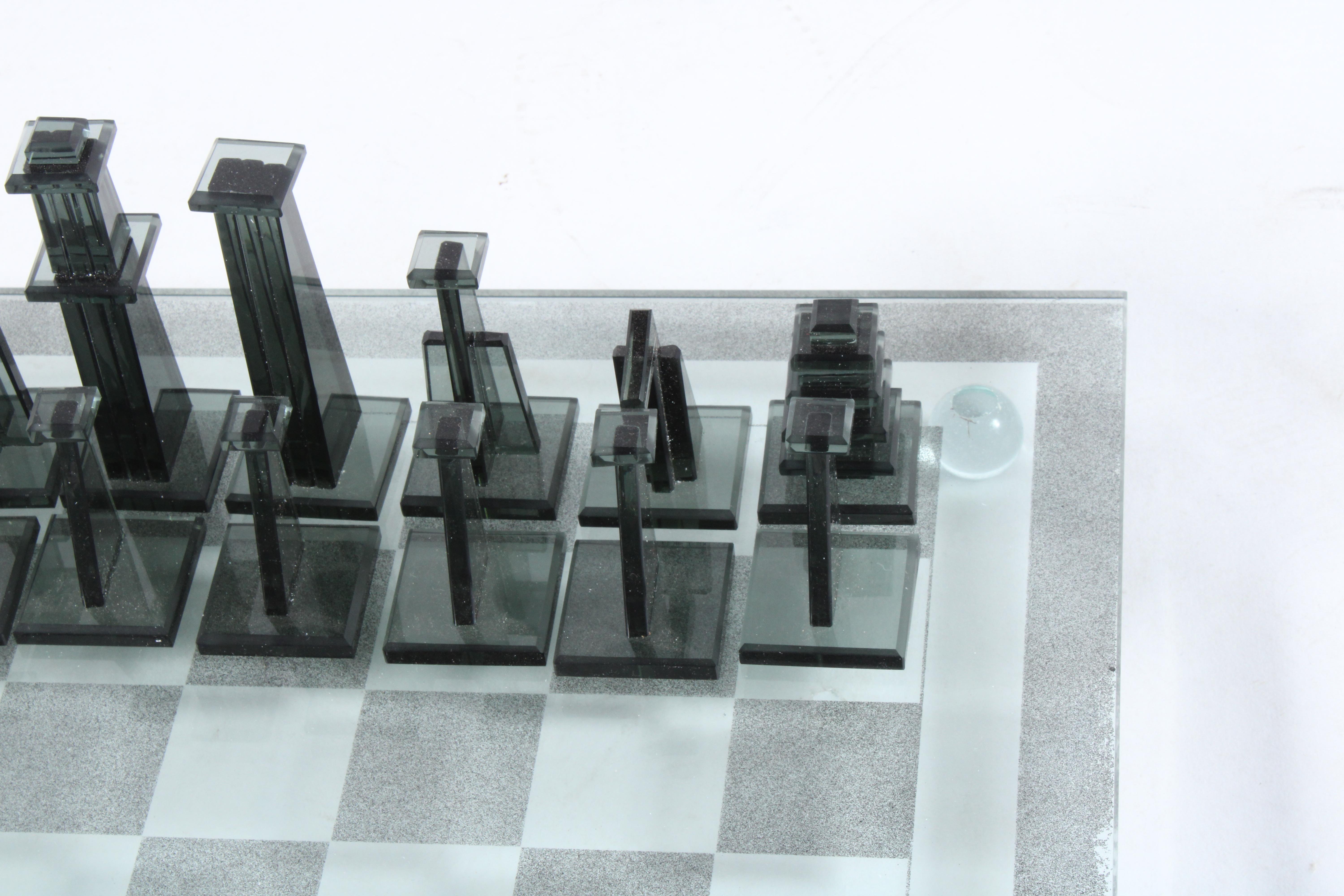 Late 20th Century Bespoke Vintage Artisan Glass Chess Set with board and pieces  *Free Shipping