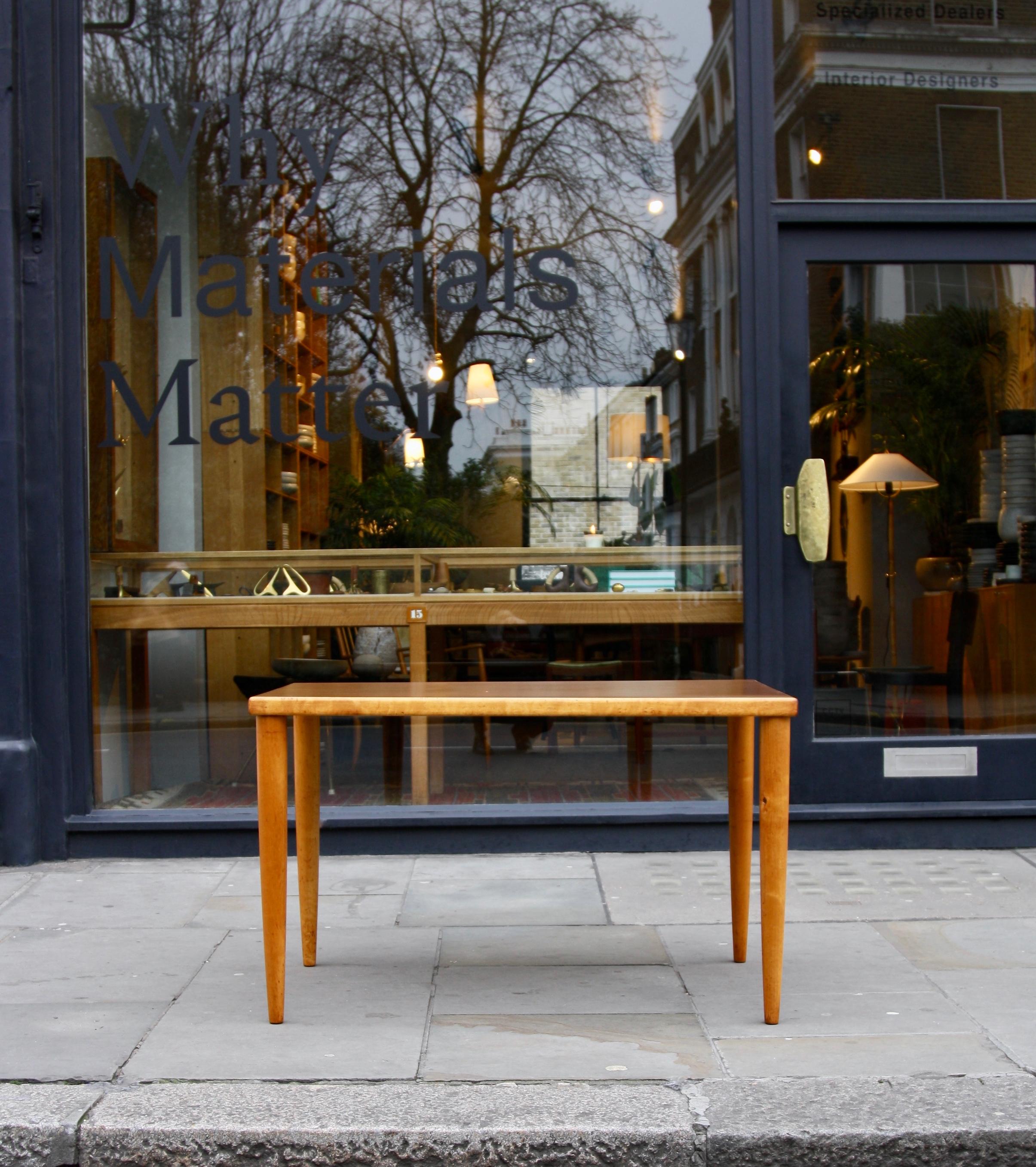 A petite desk by Ilmari Tapiovaara.
The desk was bespoke designed and made for an educational institution in Finland in the 1950s.
Only a small quantity of this desk were made as the design did not go into commercial production. Therefore, the