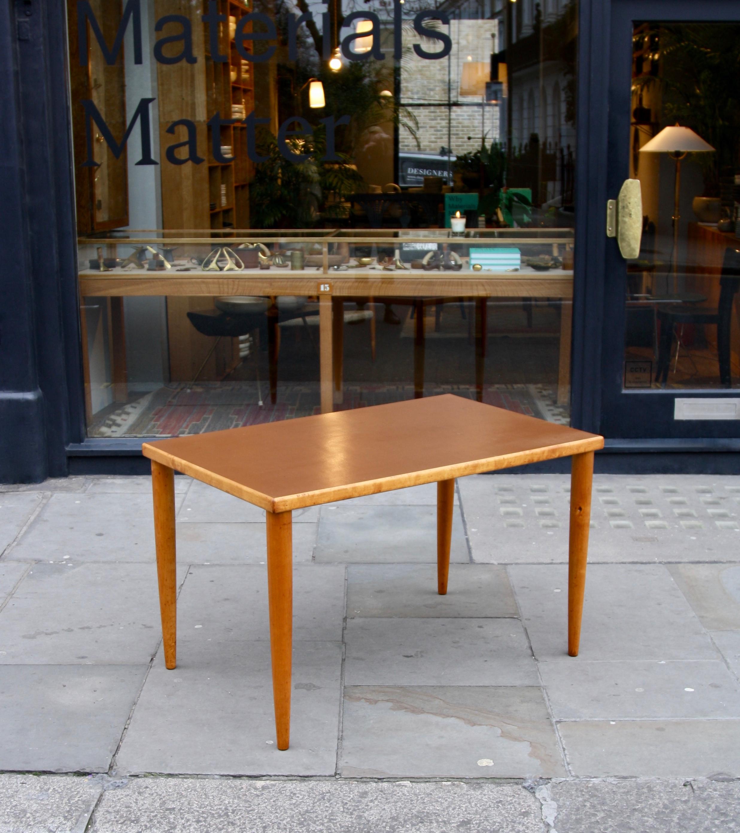 Finnish Bespoke Vintage Ilmari Tapiovaari 1950s Birch & Linoleum Top Desk by Laukaan Puu