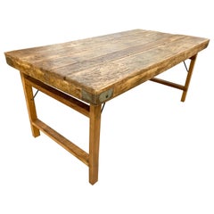 Bespoke Vintage Waxed Harvest Farm Table Farmhouse 20th Century Wine