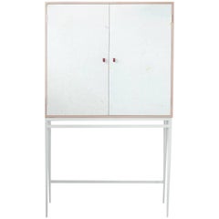 Bespoke White Color Play Storage Cabinet with Recycled Plastic Doors