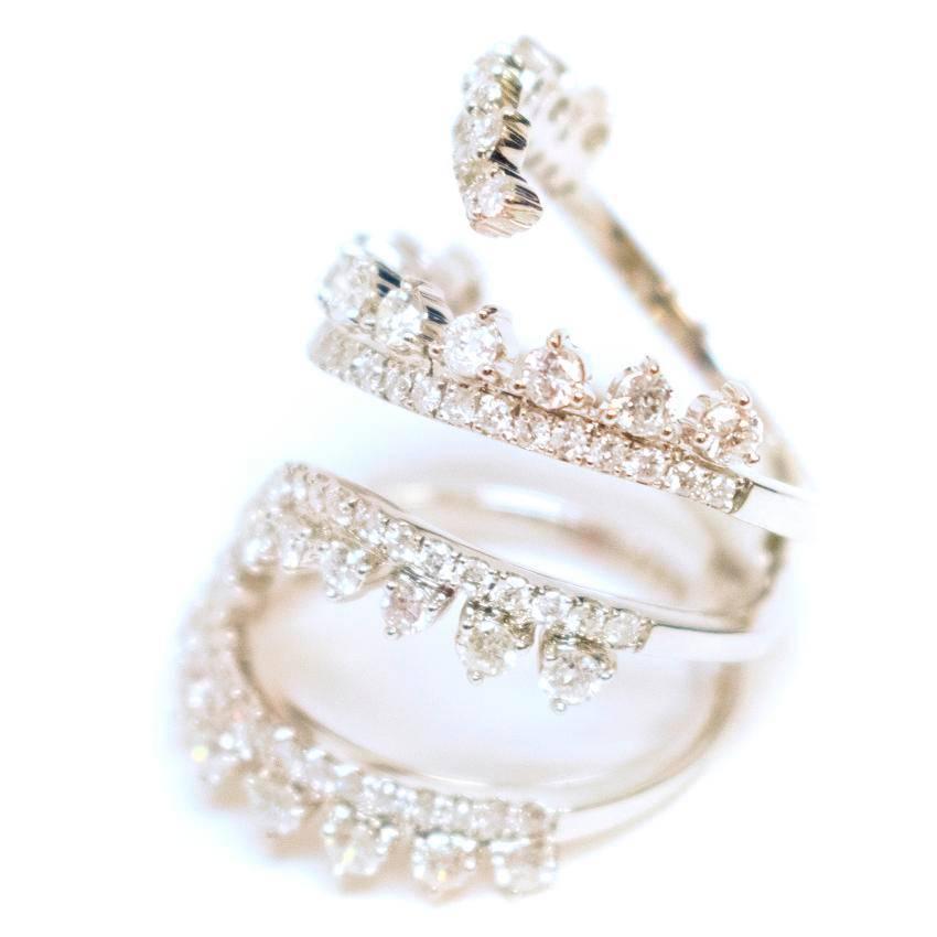 Women's Bespoke White Gold and Diamonds Spiral Ring