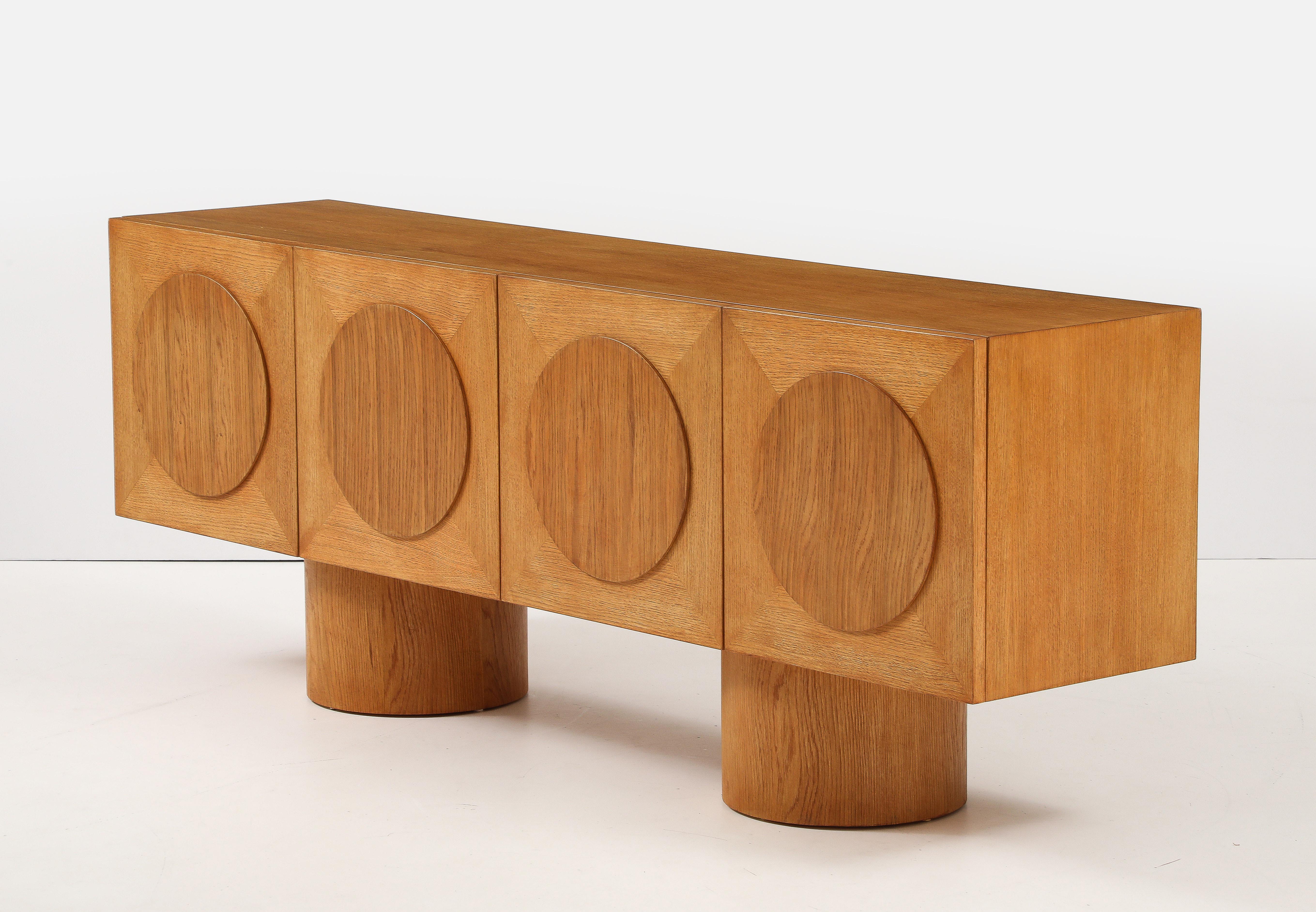Fait main Buffet ou crédence géométrique en Oak Oak blanc sur mesure, Italie en vente