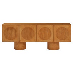 Bespoke White Oak Geometric Sideboard or Credenza, Italy
