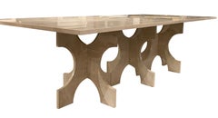 Bespoke White Travertine Dining Table, United States, Contemporary