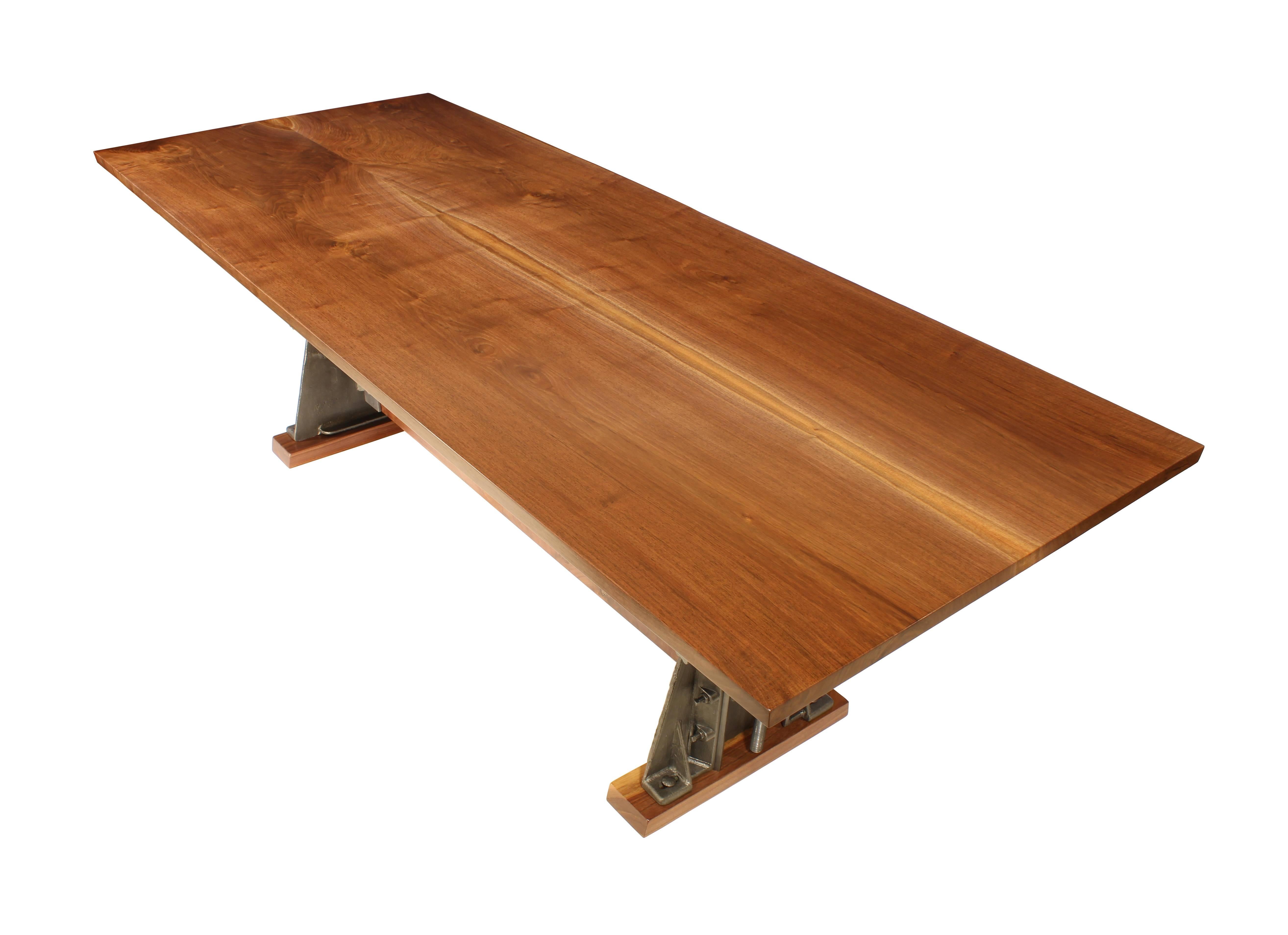 Verstellbarer Tisch aus Holz und Gusseisen nach Maß (amerikanisch) im Angebot