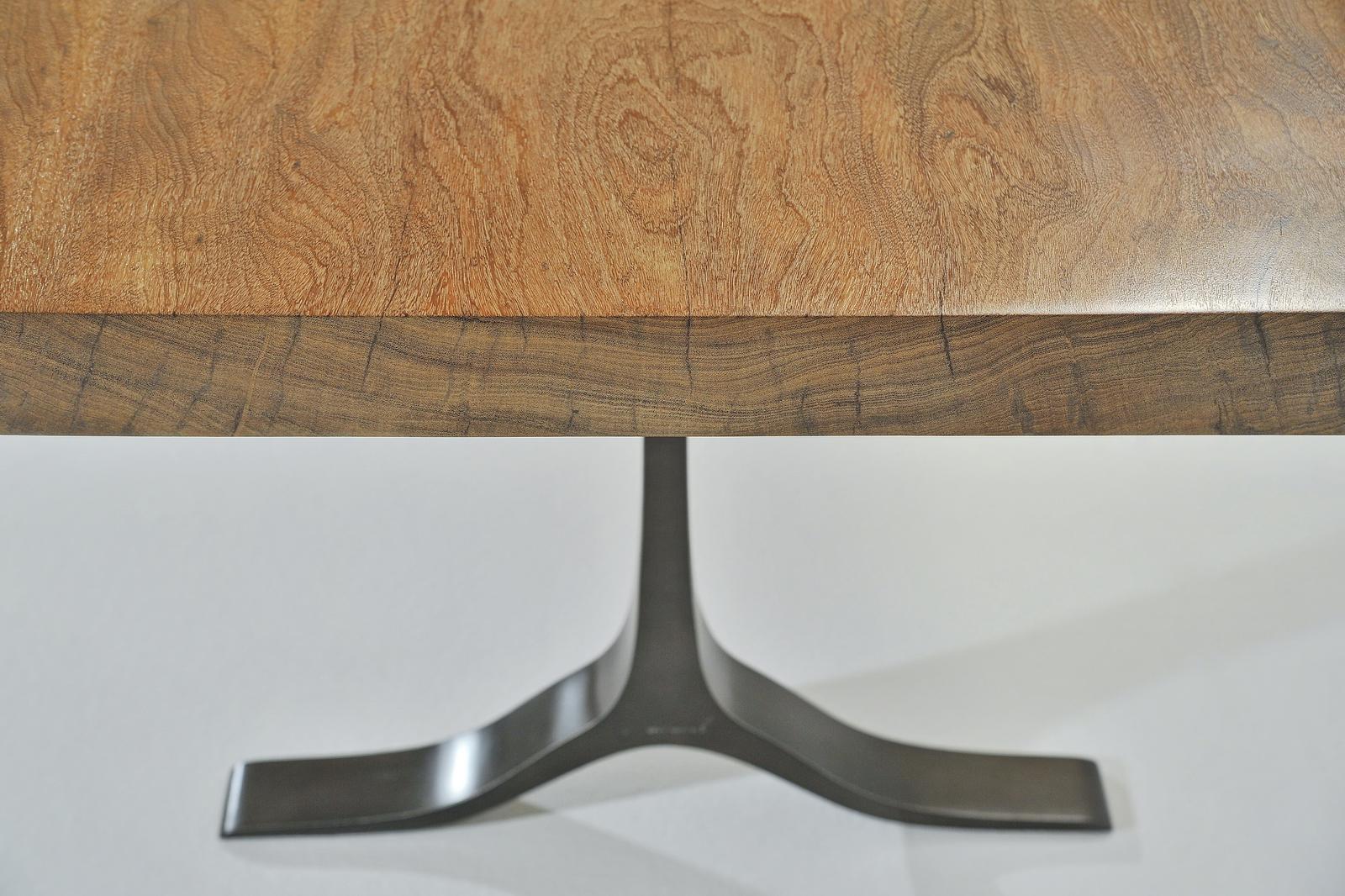 Bespoke Table, Antique Hardwood, Sand cast Aluminum Base by P. Tendercool In New Condition For Sale In Bangkok, TH