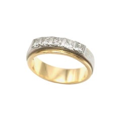 Bespoke Yellow Gold and Platinum Five Diamond Ring - Size US9/R