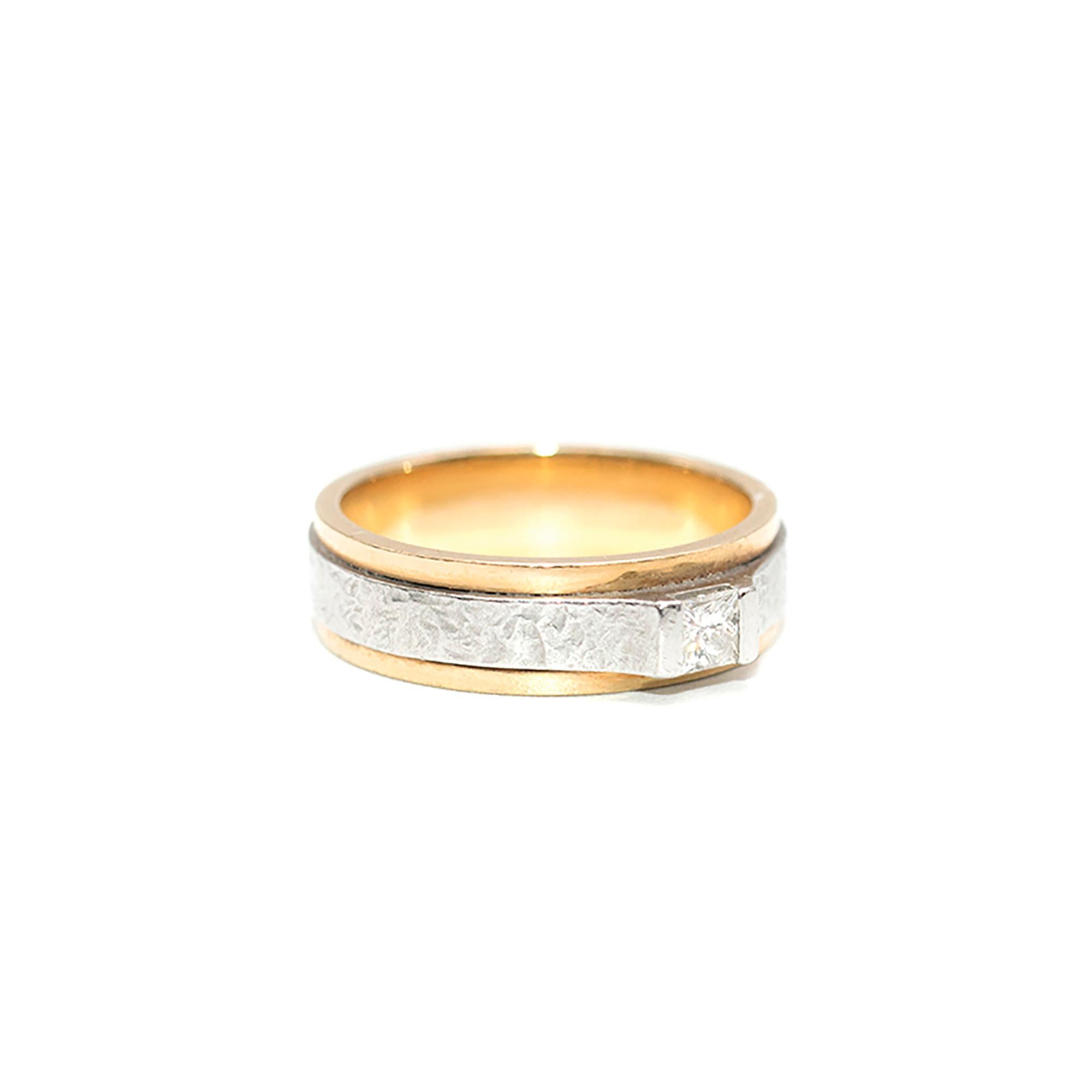 Women's or Men's Bespoke Yellow Gold and Platinum Single Diamond Ring