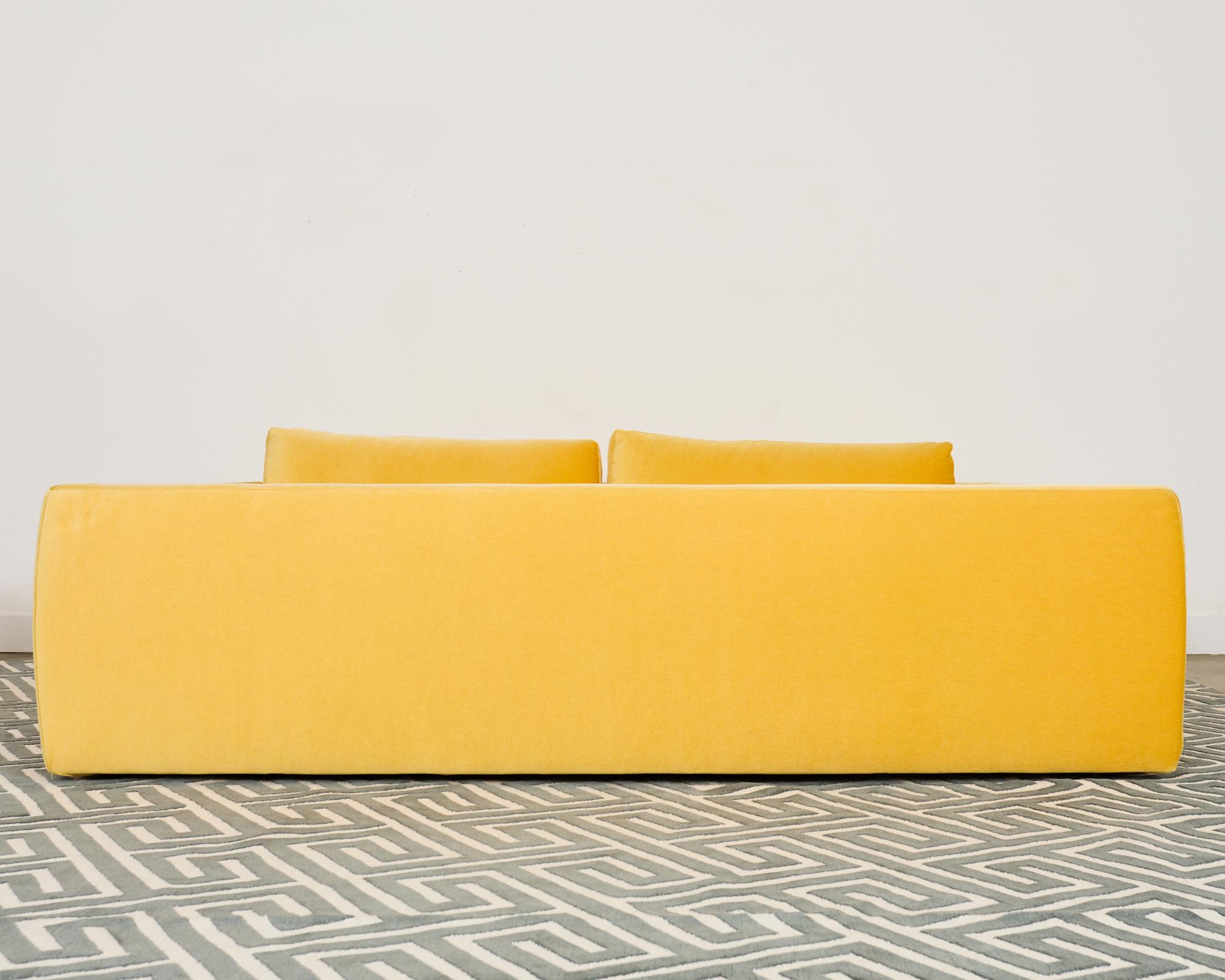 Bespoke Yellow Mohair Velvet Upholstered Sectional Sofa For Sale 10