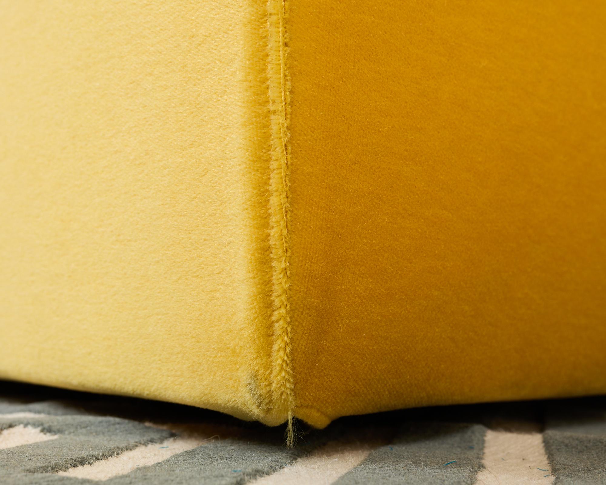 Bespoke Yellow Mohair Velvet Upholstered Sectional Sofa For Sale 12