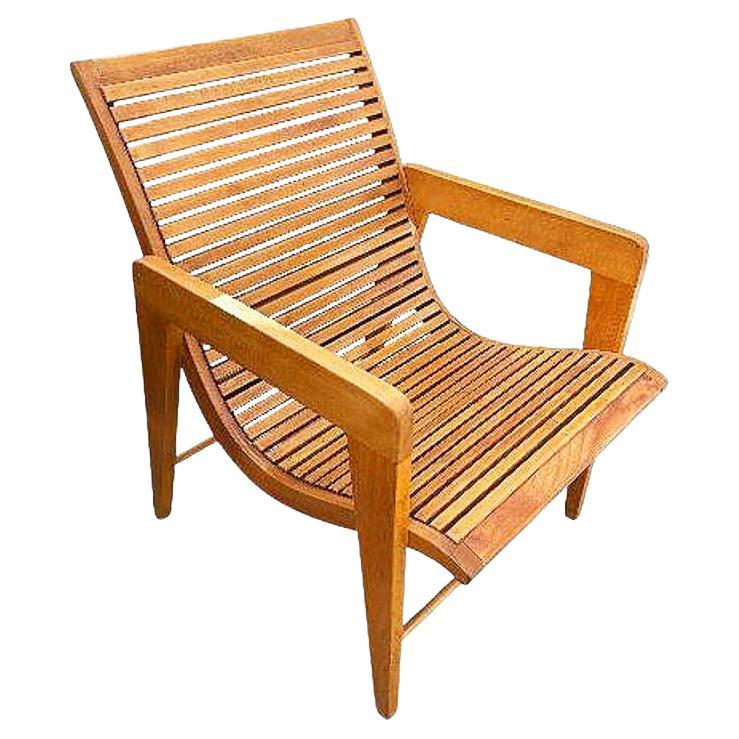 Bespooke Sillón Escandinavo Moderno de Lamas de Madera "Grapa" Rubio en venta