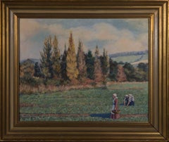 Bess Davies - Framed 20th Century Oil, Two Women Foraging