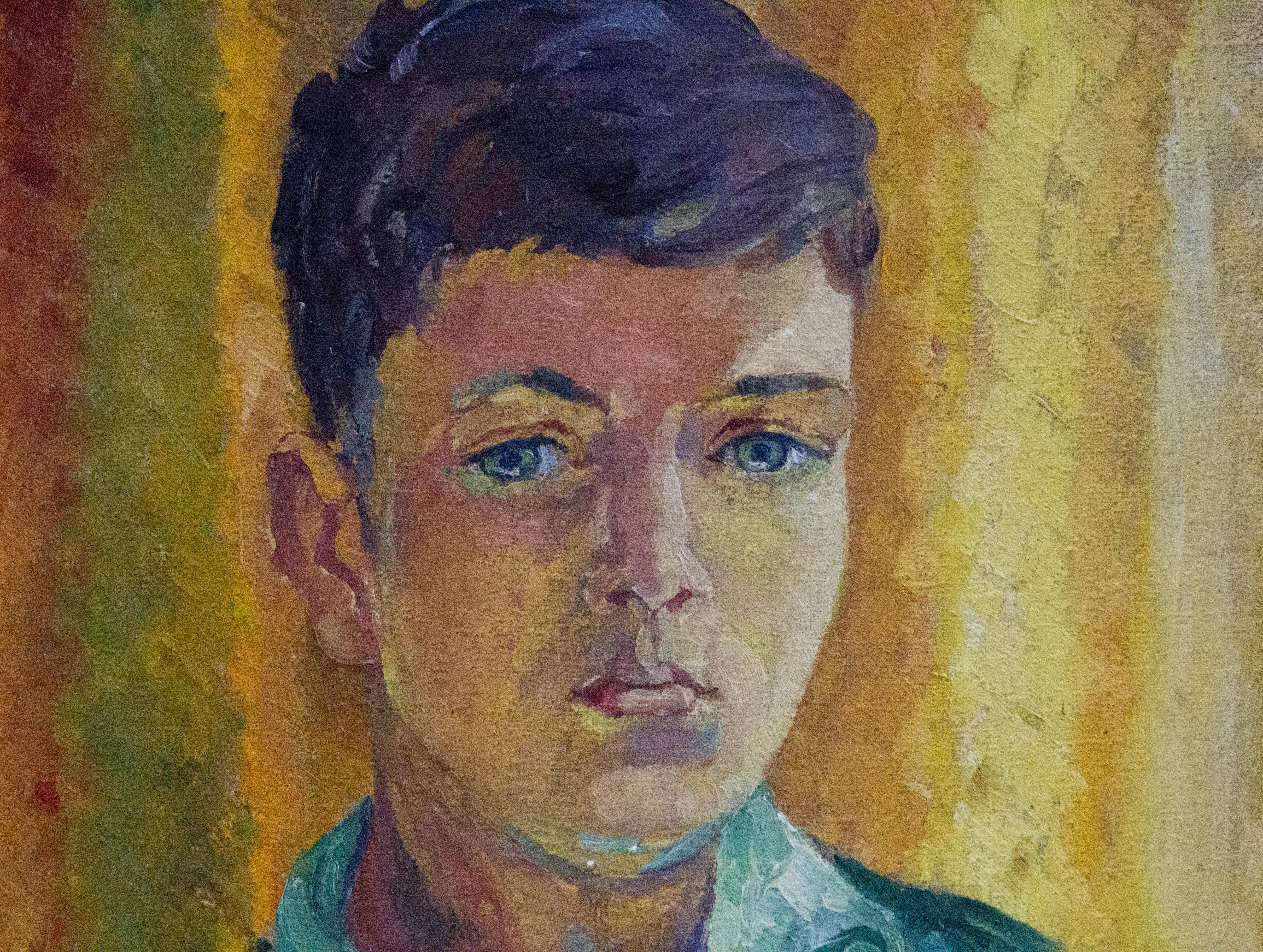 Bess Defries Brady - Peinture à l'huile du début du 20e siècle, portrait d'un garçon 3