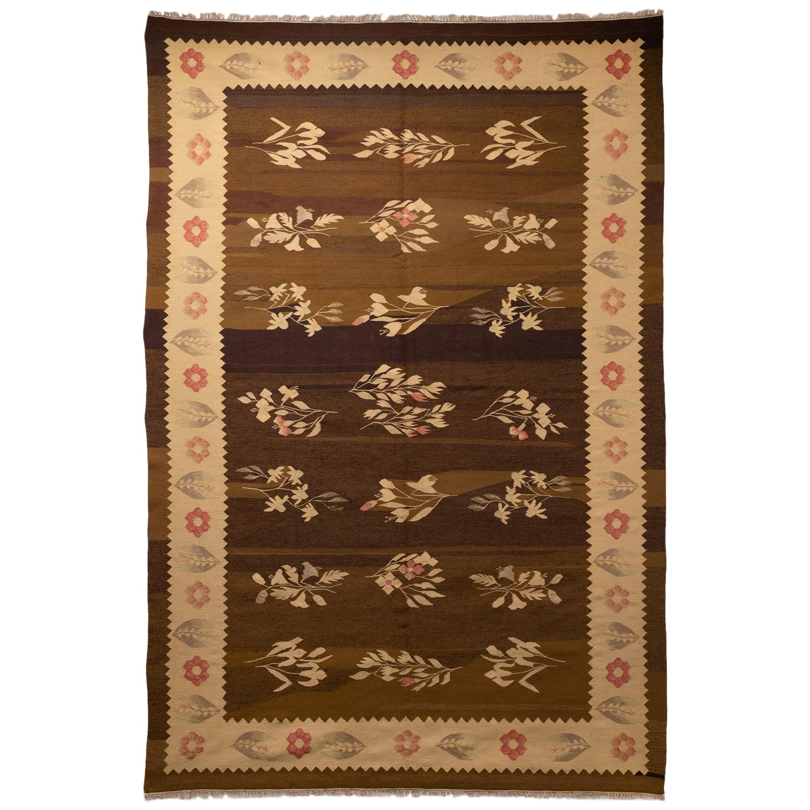 Bessarabian Floral Kilim, circa 1950