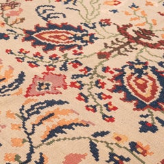 Kilim floral de Besarabia, alfombra grande de lana para toda una habitación, con motivos florales primaverales, hacia 1930