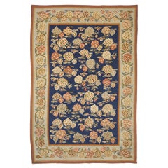 Antique Bessarabian Kilim Navy Field Signed