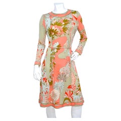 Bessi 1960s Multi-Color Groovy Floral Print Midi Dress With Belt
