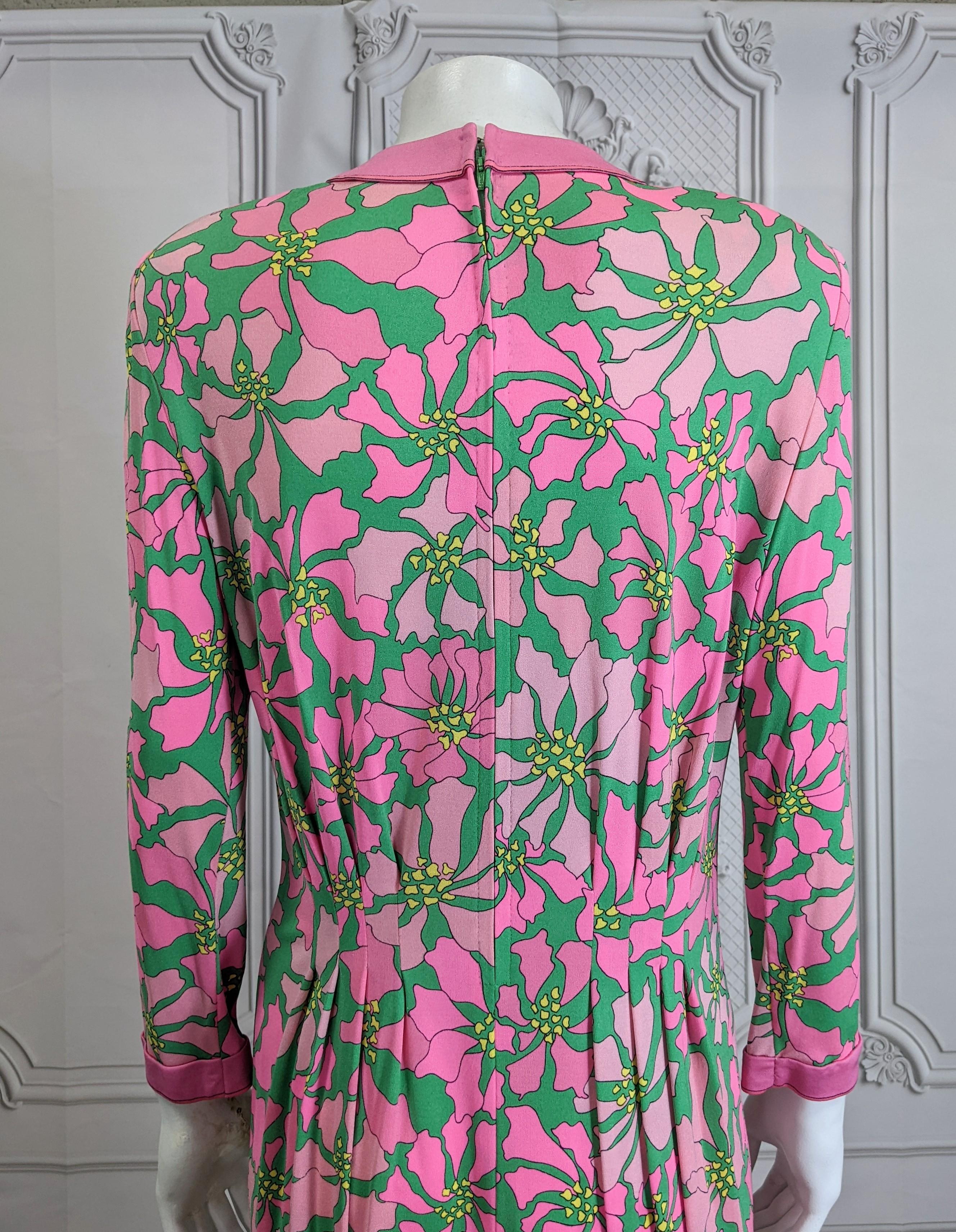 Bessi Silk Jersey Poinsettia Print Dress For Sale 1