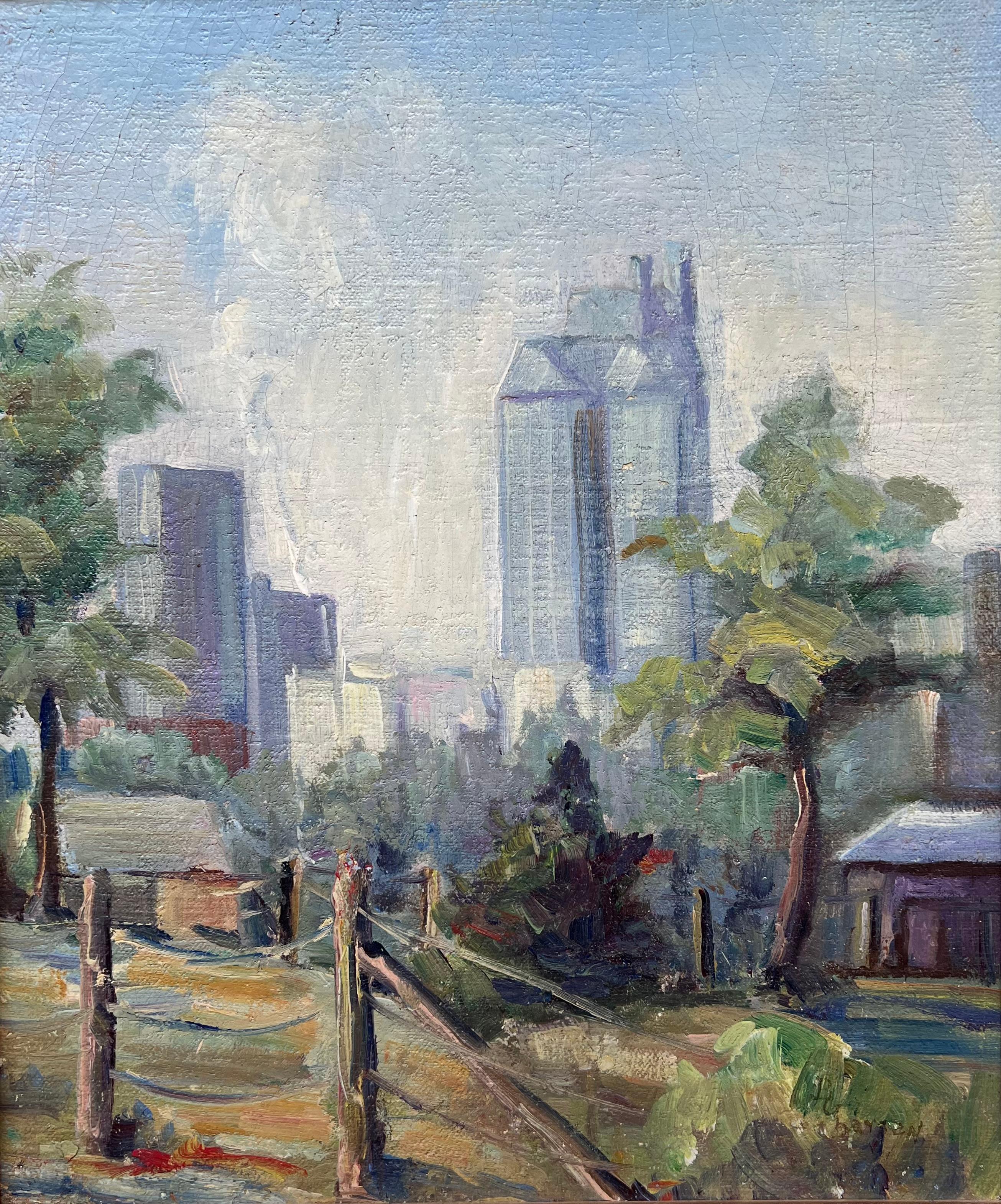 Landscape Painting de Bessie Gage Larsen - Sin título (Horizonte de Dallas)