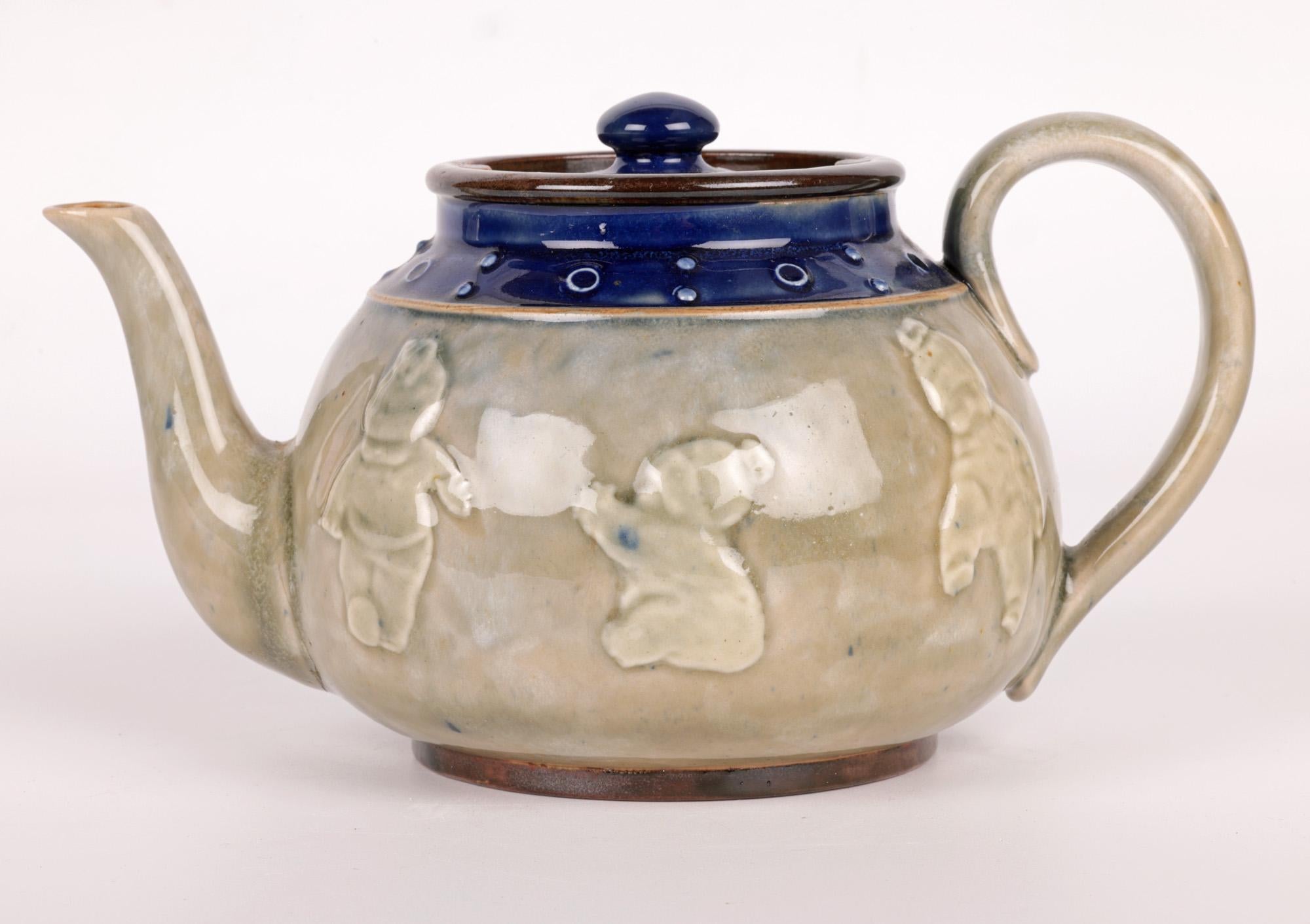 Bessie Newbery Doulton Lambeth Stoneware Babies Teapot For Sale 3