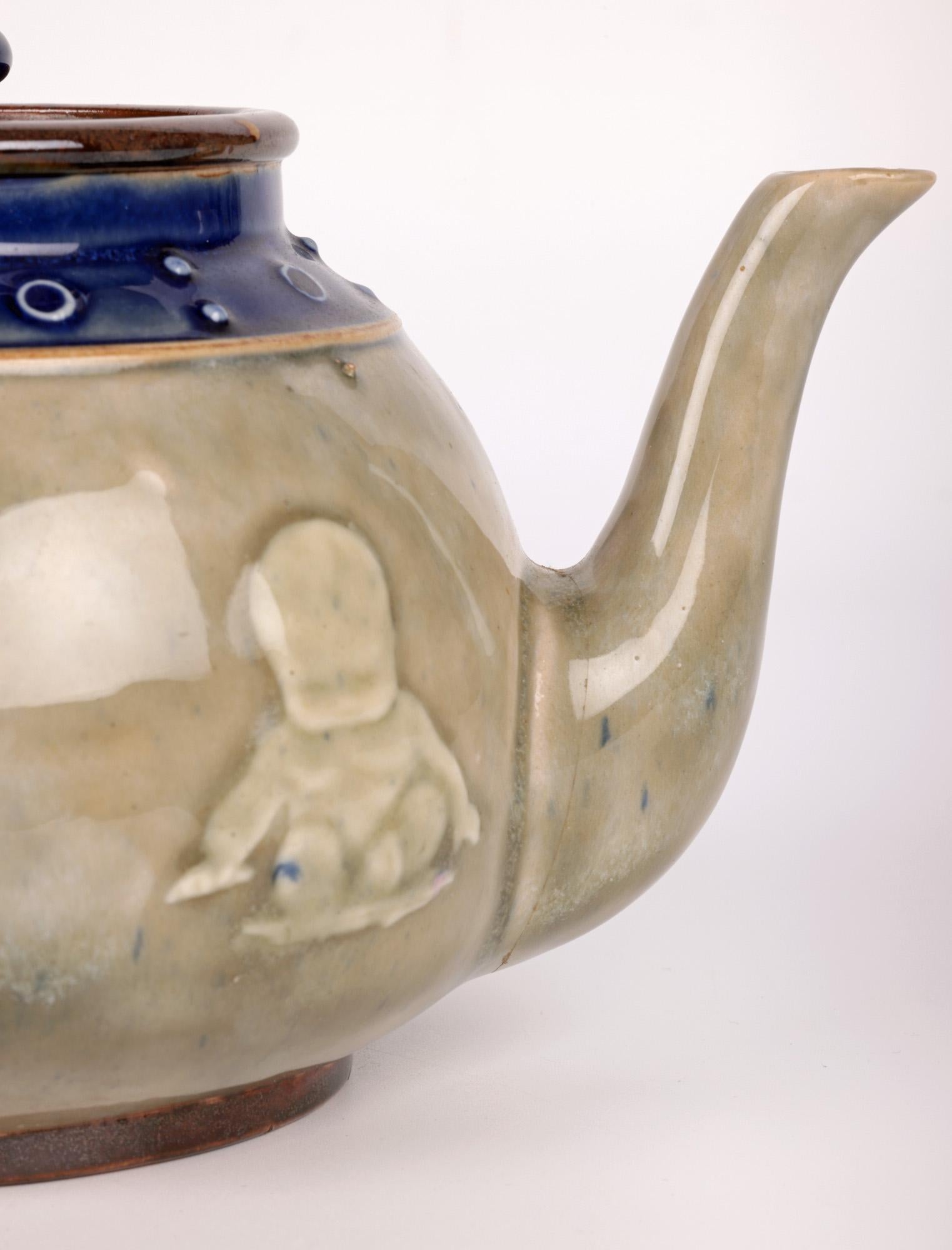 Art Deco Bessie Newbery Doulton Lambeth Stoneware Babies Teapot For Sale