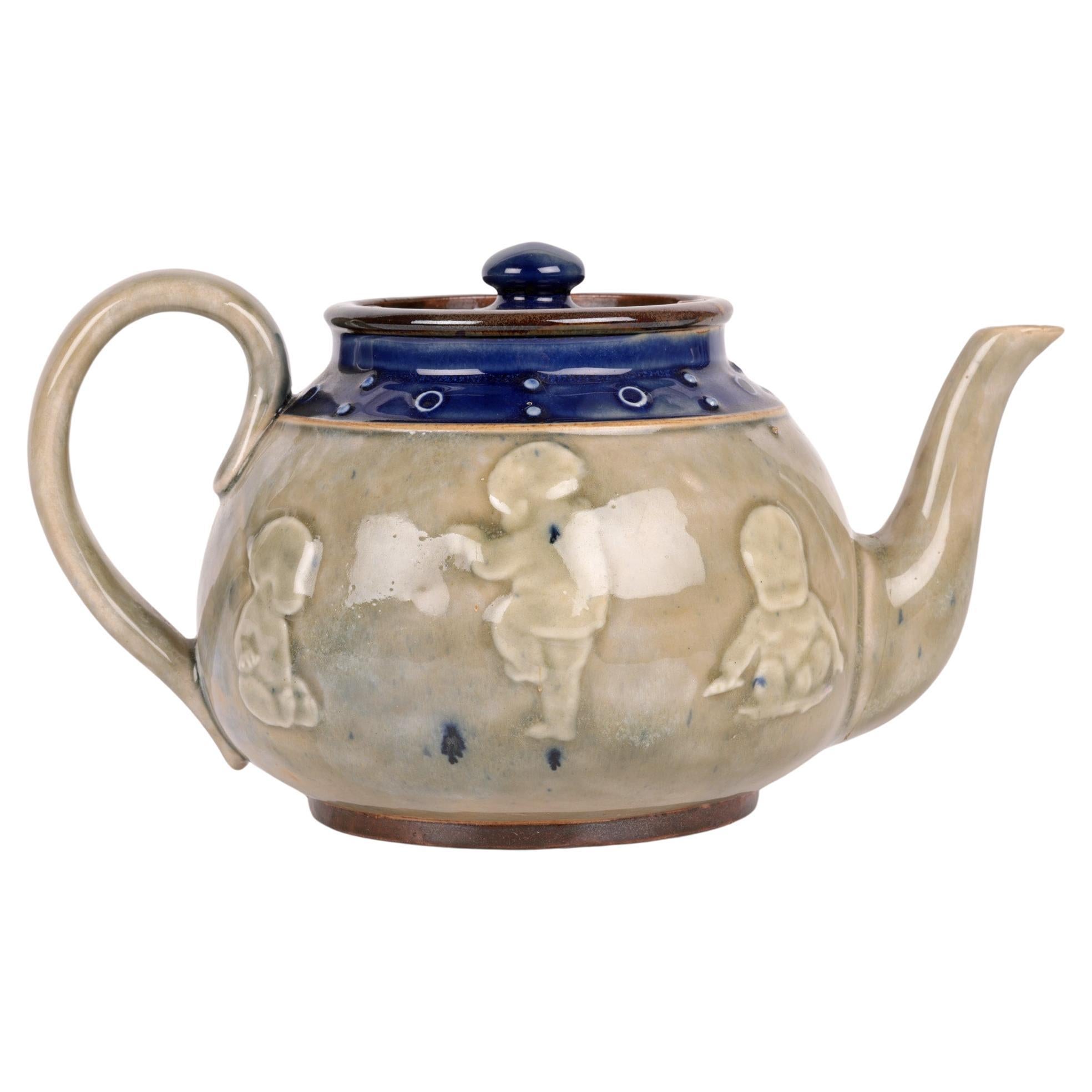 Bessie Newbery Doulton Lambeth Stoneware Babies Teapot For Sale