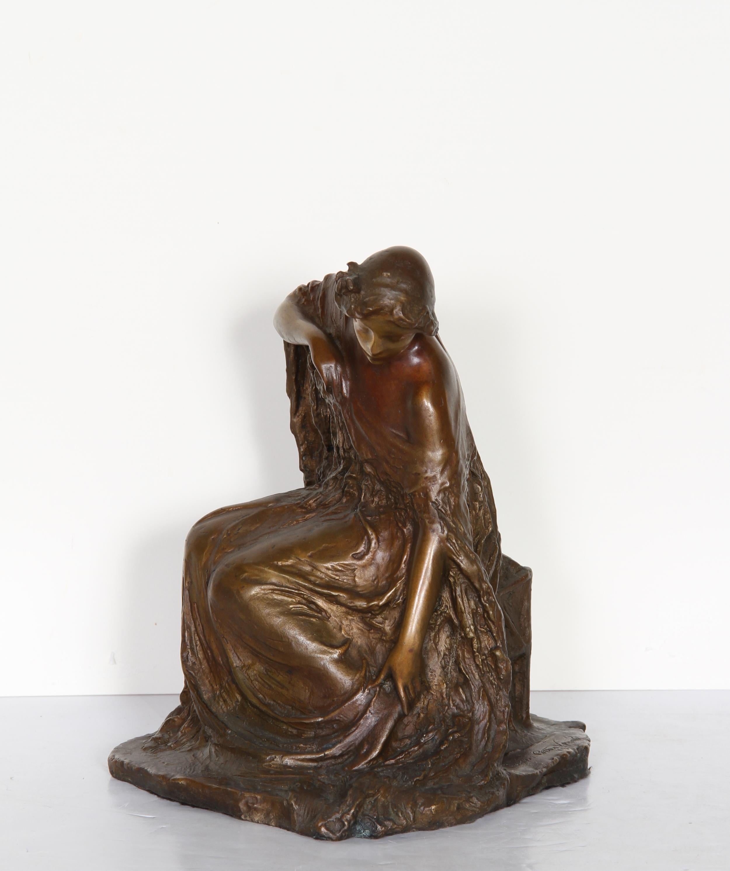 Woman Dressing, Bronze Sculpture by Bessie Potter Vonnoh 1911 For Sale 1