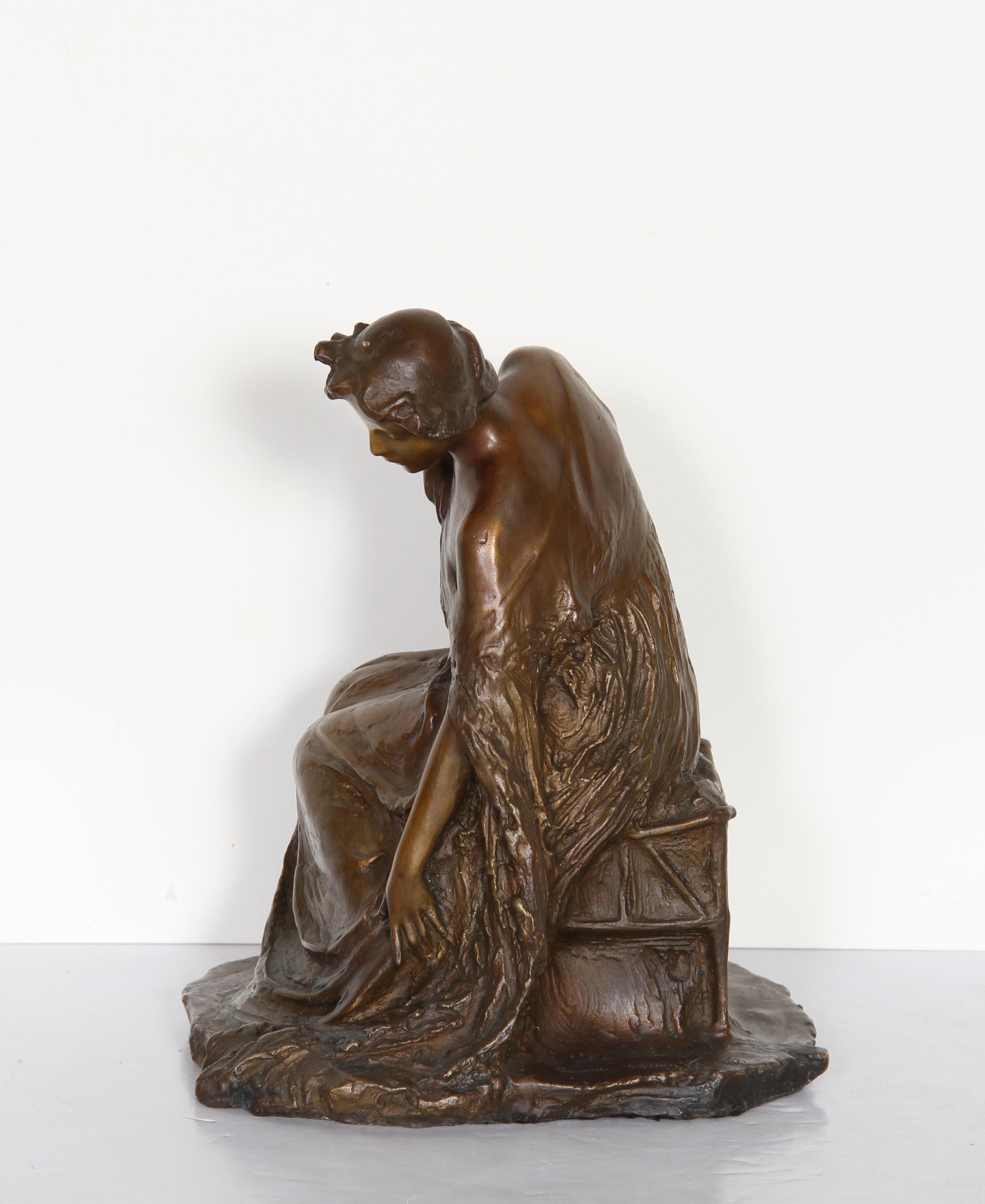Woman Dressing, Bronze Sculpture by Bessie Potter Vonnoh 1911 For Sale 2