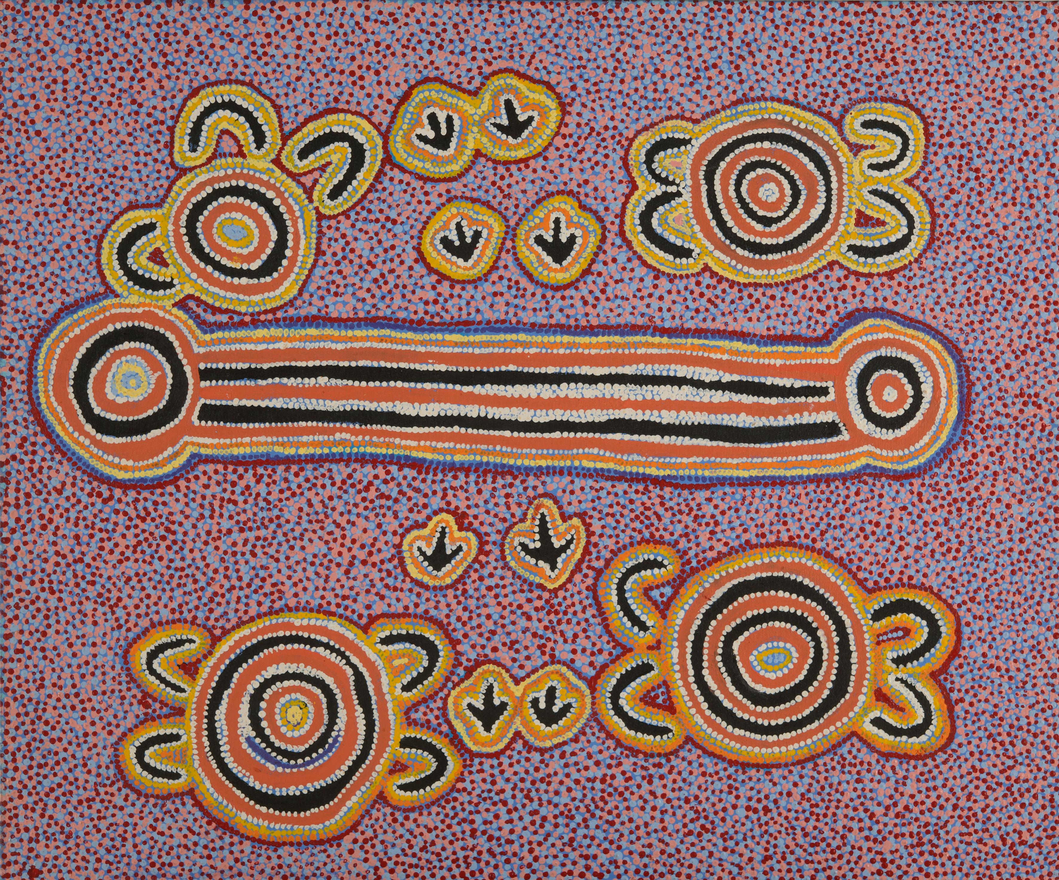 Bessie Nakamarra Sims wurde in den 1930er Jahren geboren und verstarb 2012. Sie lebte viele Jahre in der Mt. Doreen Station, westlich von Yuendumu in Zentralaustralien, einer abgelegenen Aborigine-Gemeinde 290 km nordwestlich von Alice Springs,