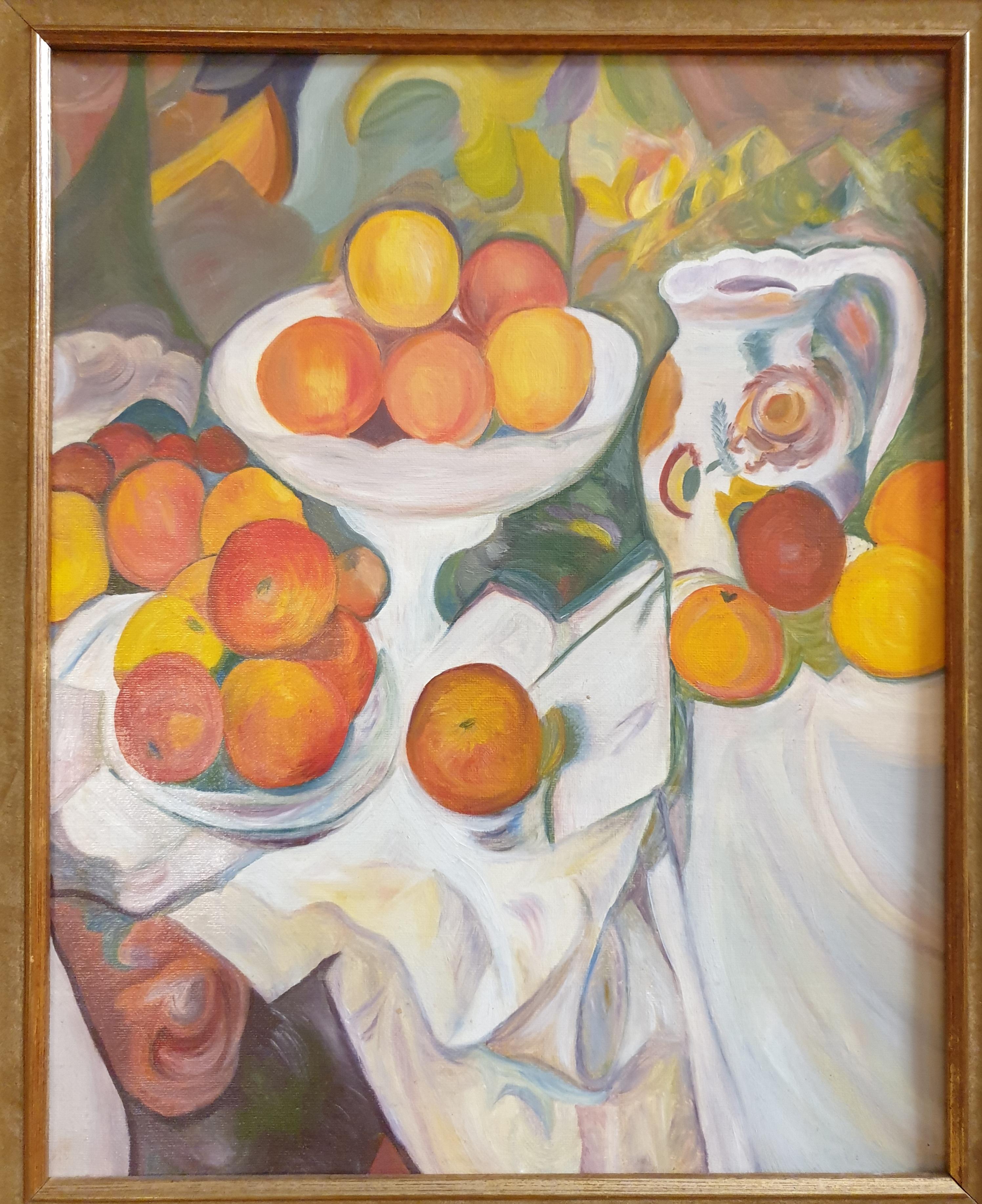 Homenaje a Cezanne. Naturaleza muerta, Naranjas. Óleo sobre lienzo. 11