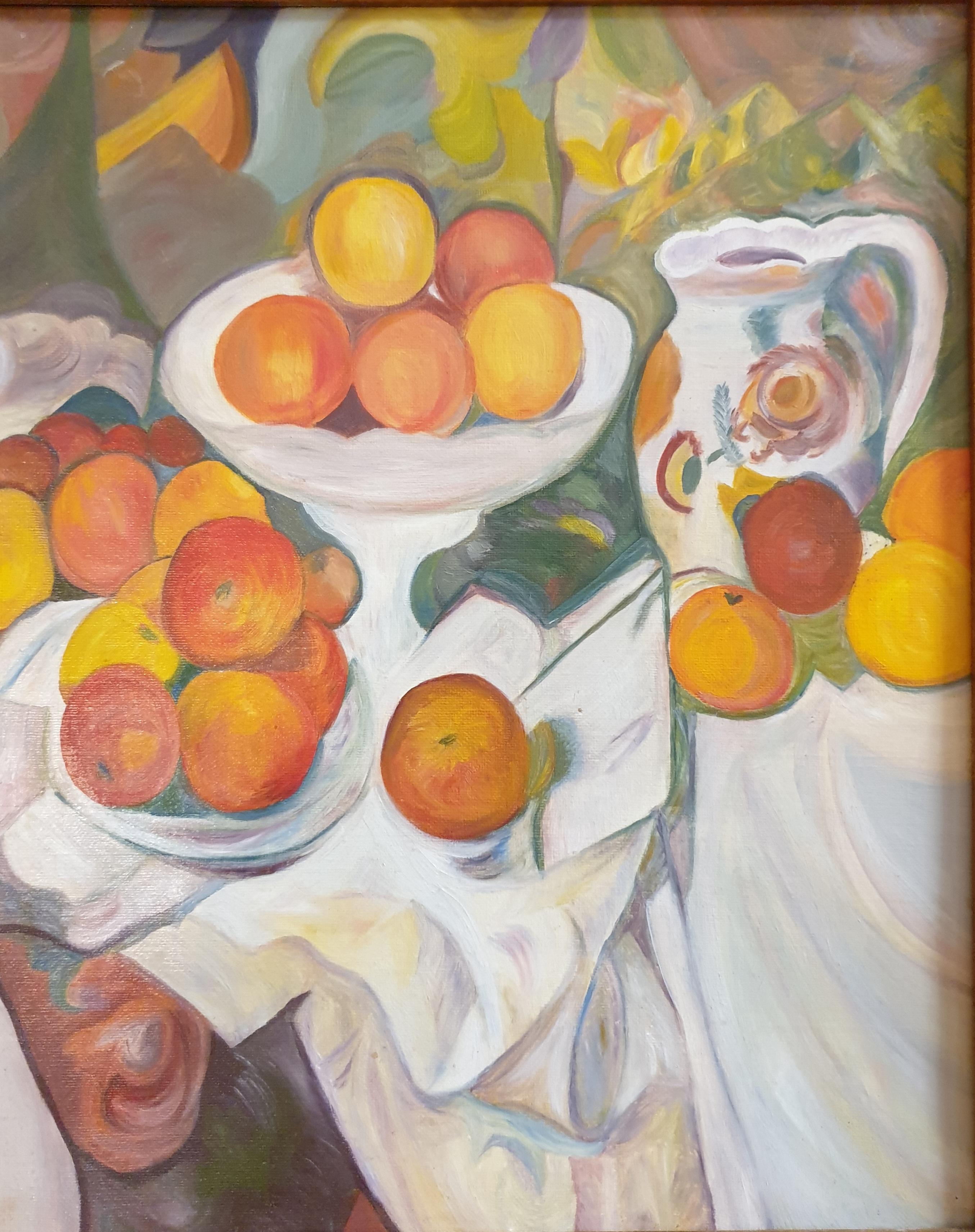 Homenaje a Cezanne. Naturaleza muerta, Naranjas. Óleo sobre lienzo. 12