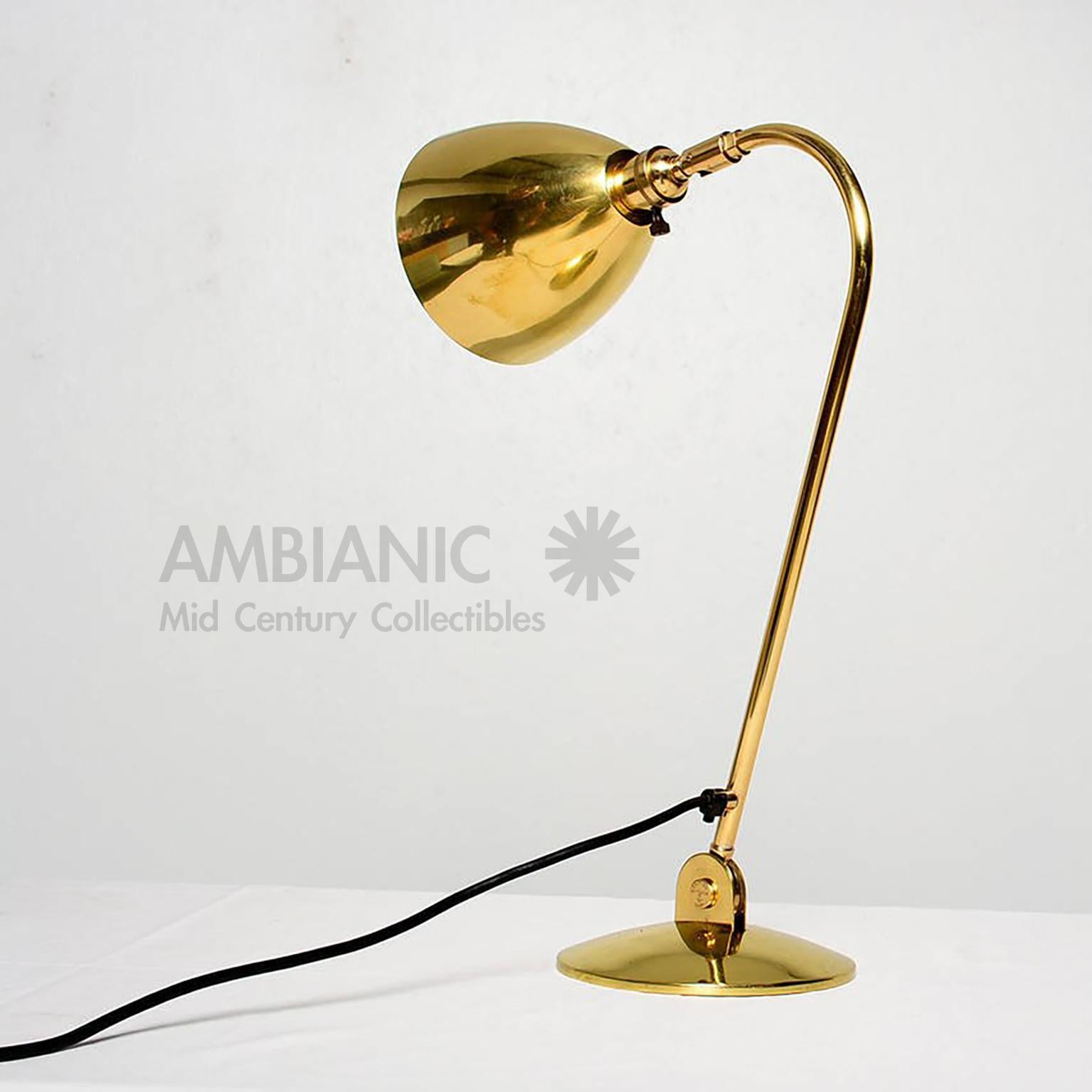 Mid-Century Modern Best British Adjustable Reading Lamp in Brass by OMI 1960s MOD