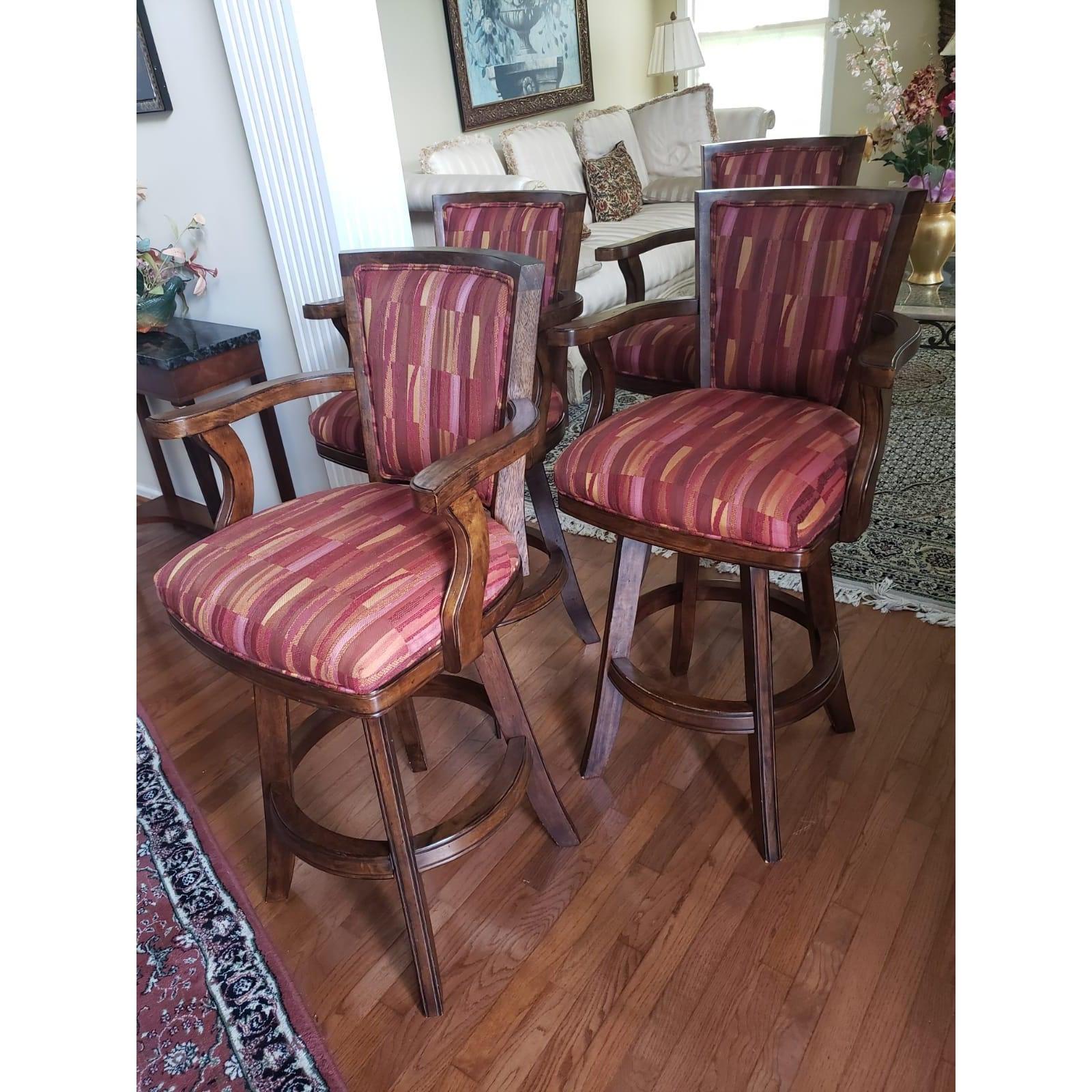 Best Chairs Co Walnut Upholstered Bar Stools Counter Stools, Set of 4 3