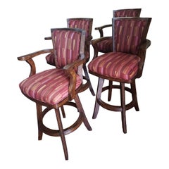 Best Chairs Co Walnut Upholstered Bar Stools Counter Stools, Set of 4