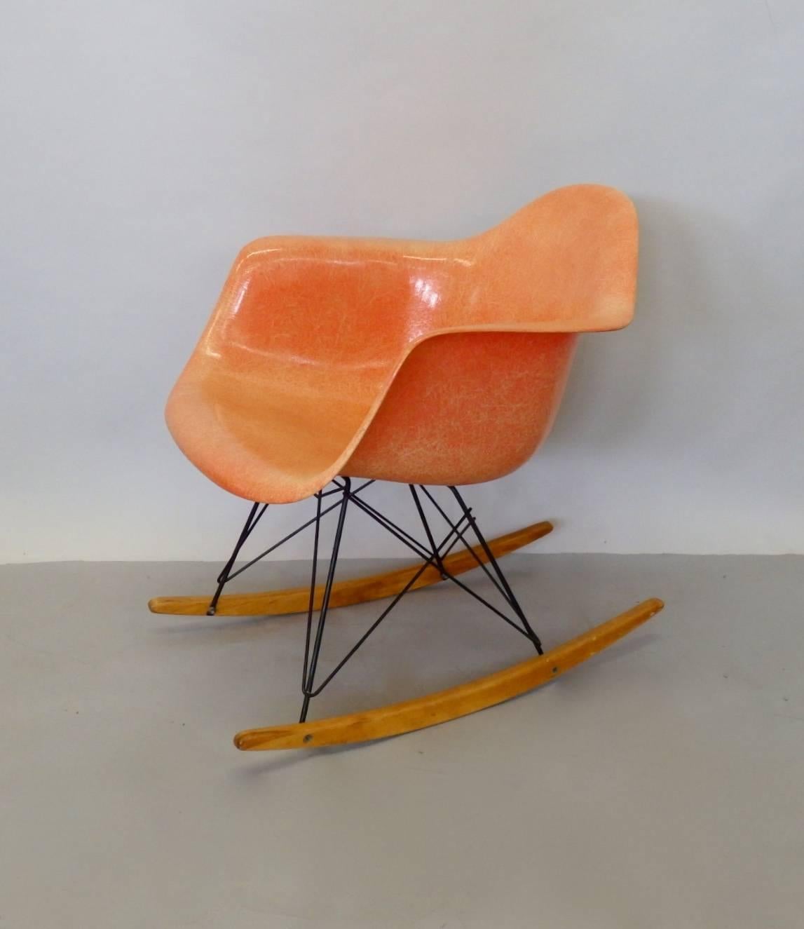 The best I have ever owned Charles and Ray Eames rope edge rocker. Excellent Eames Herman Miller Zenith Plastics label. Correct hardware no shock mount blemishes.