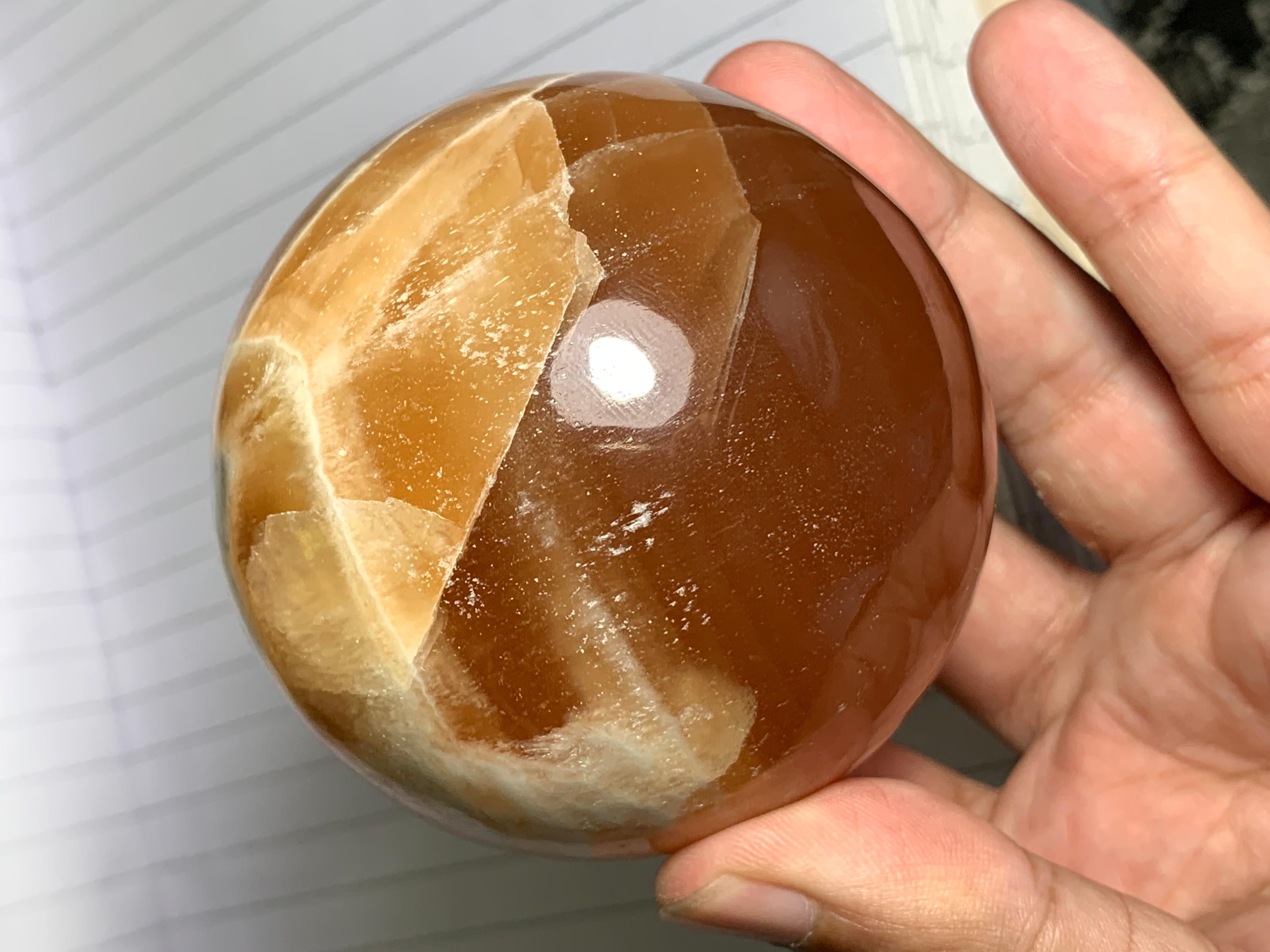 Best Quality 548 Gram Red Honey Calcite Sphere For Sale 3
