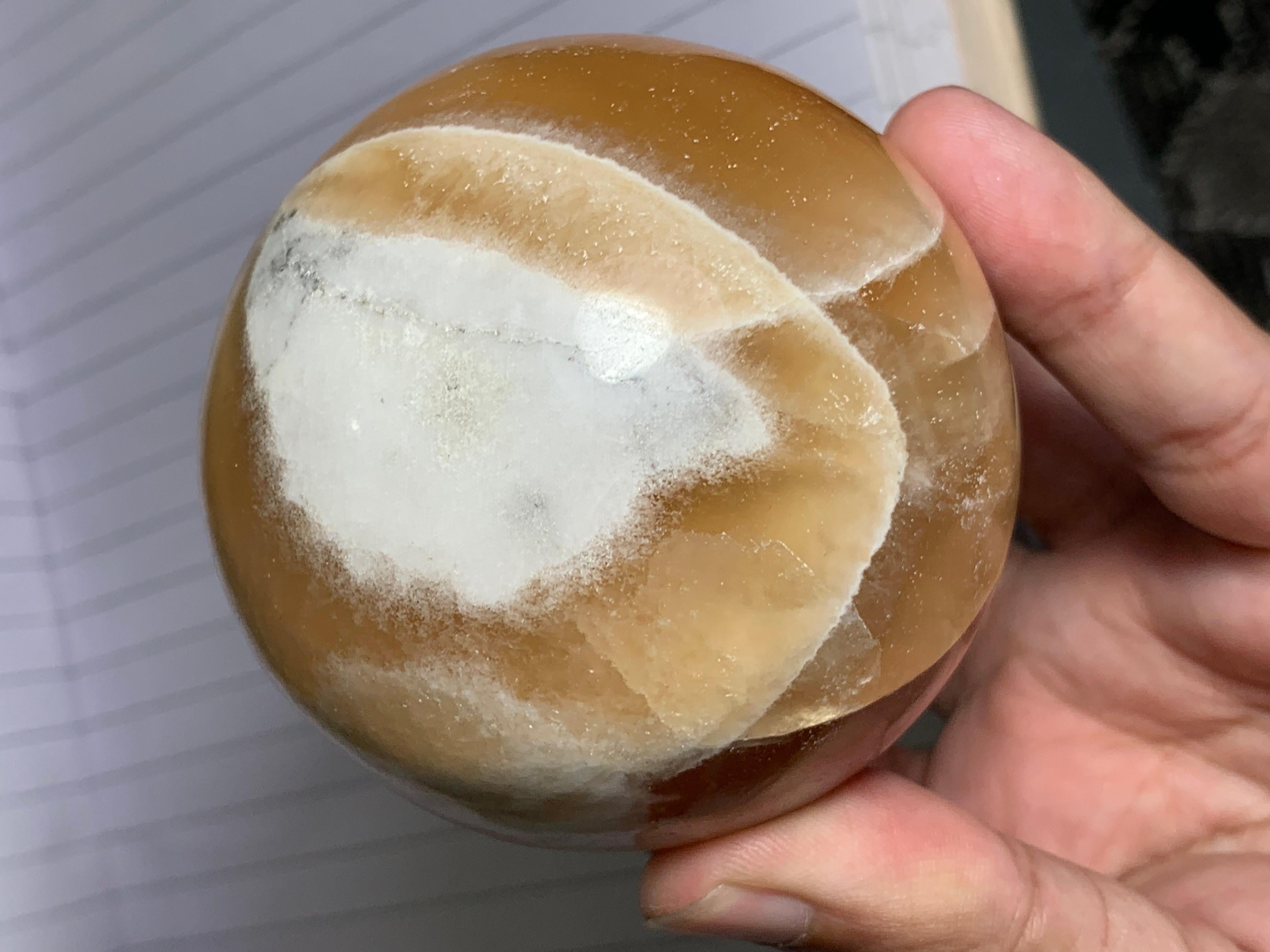 Best Quality 548 Gram Red Honey Calcite Sphere For Sale 4