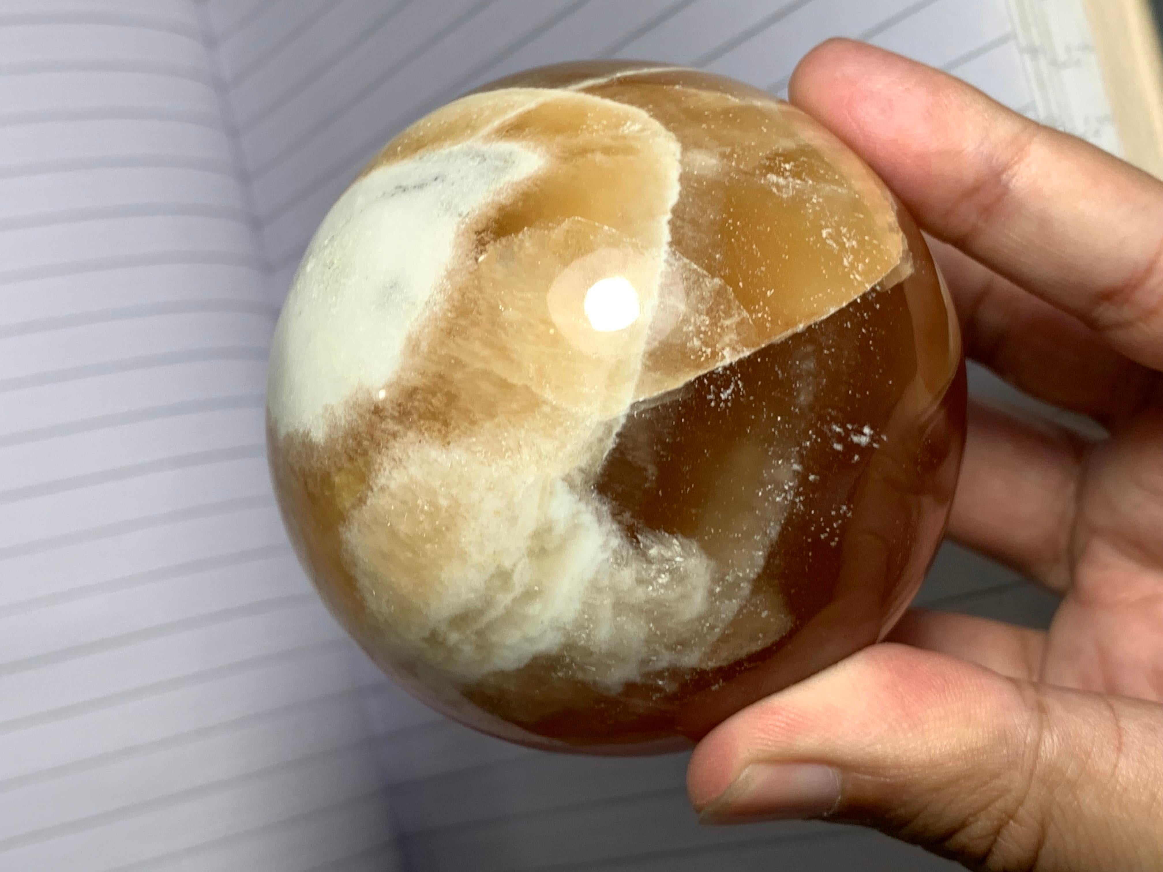 Best Quality 548 Gram Red Honey Calcite Sphere For Sale 5