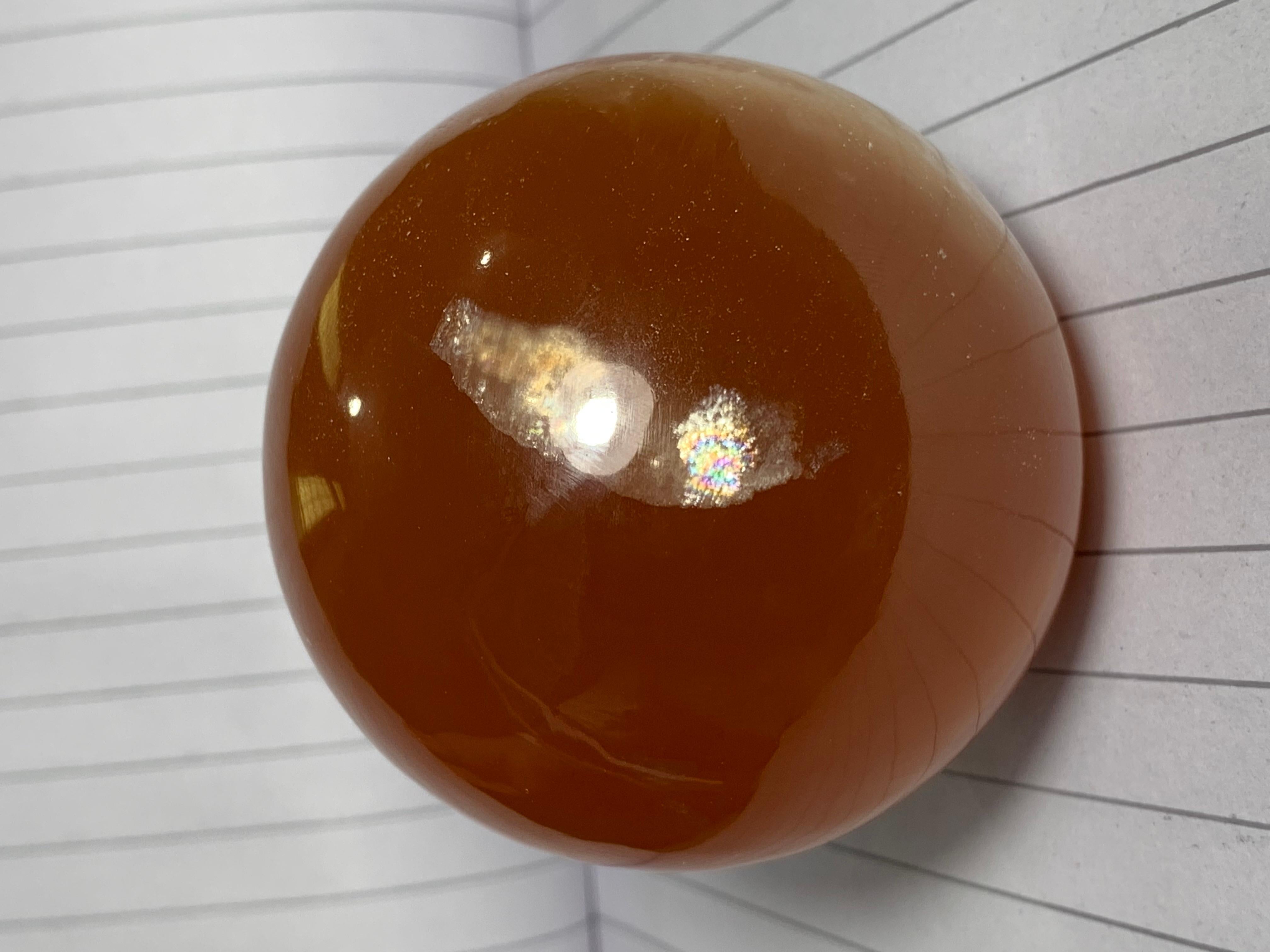 Best Quality 548 Gram Red Honey Calcite Sphere For Sale 7