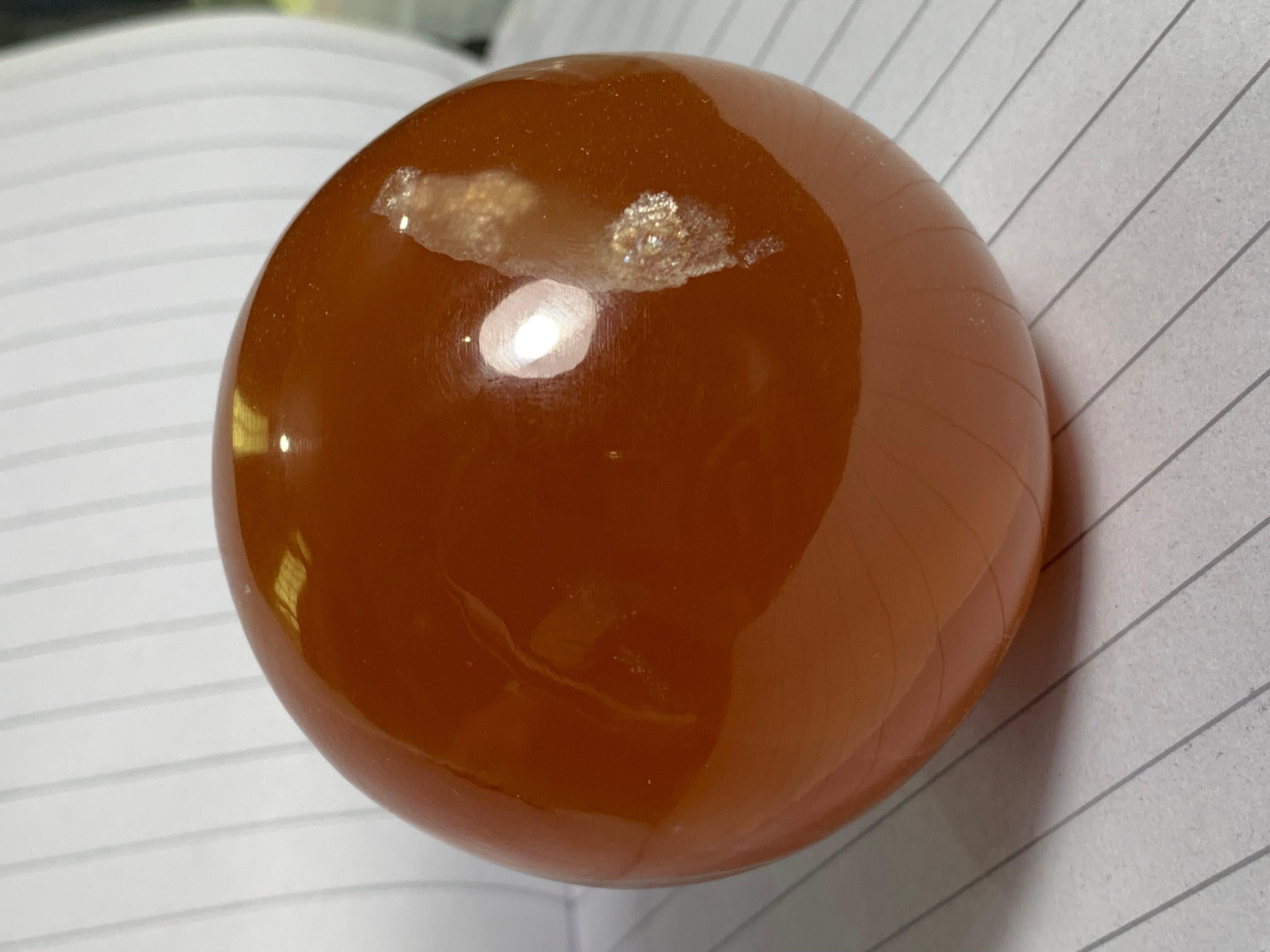 Best Quality 548 Gram Red Honey Calcite Sphere For Sale 8
