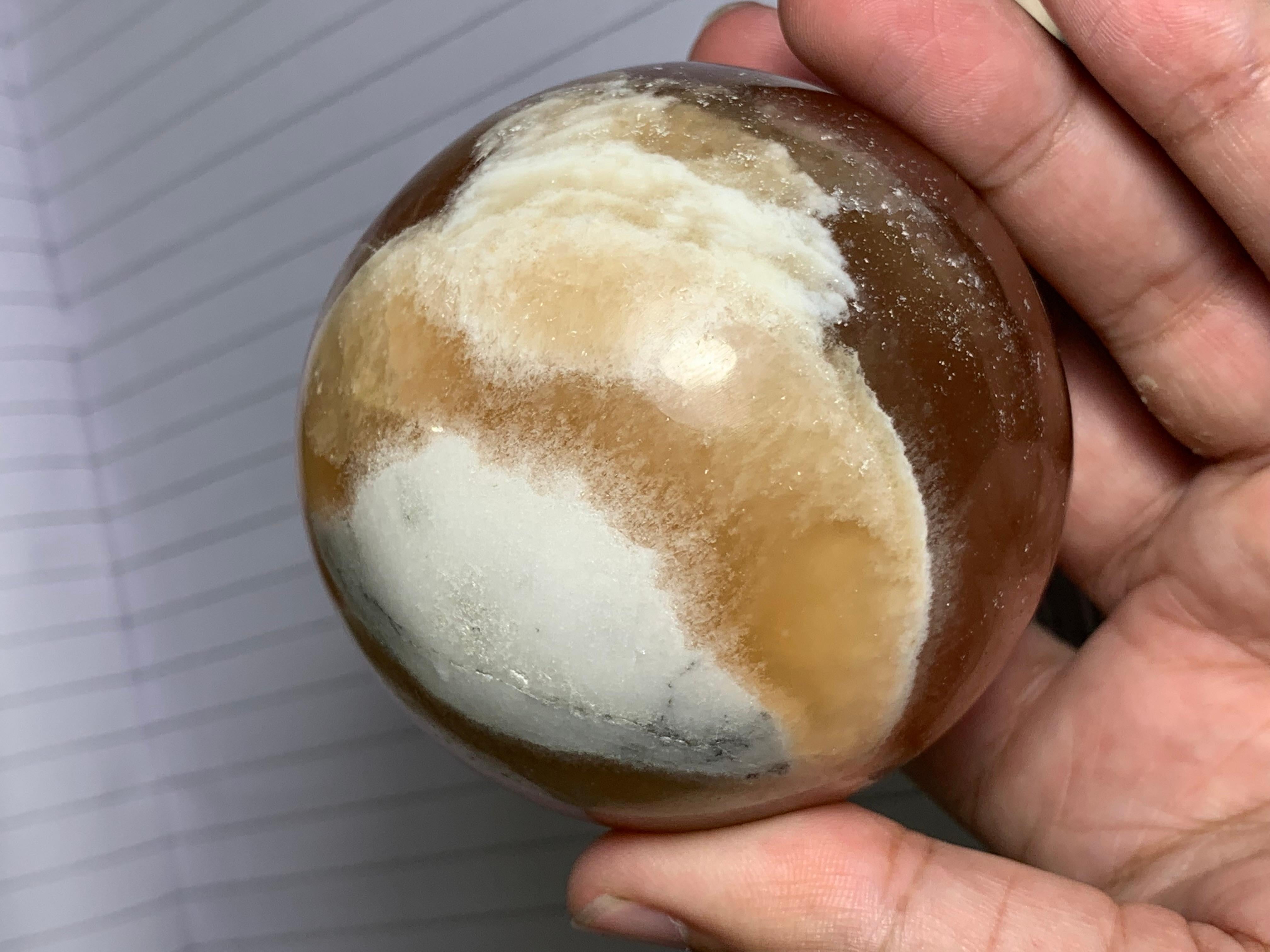 Adam Style Best Quality 548 Gram Red Honey Calcite Sphere For Sale