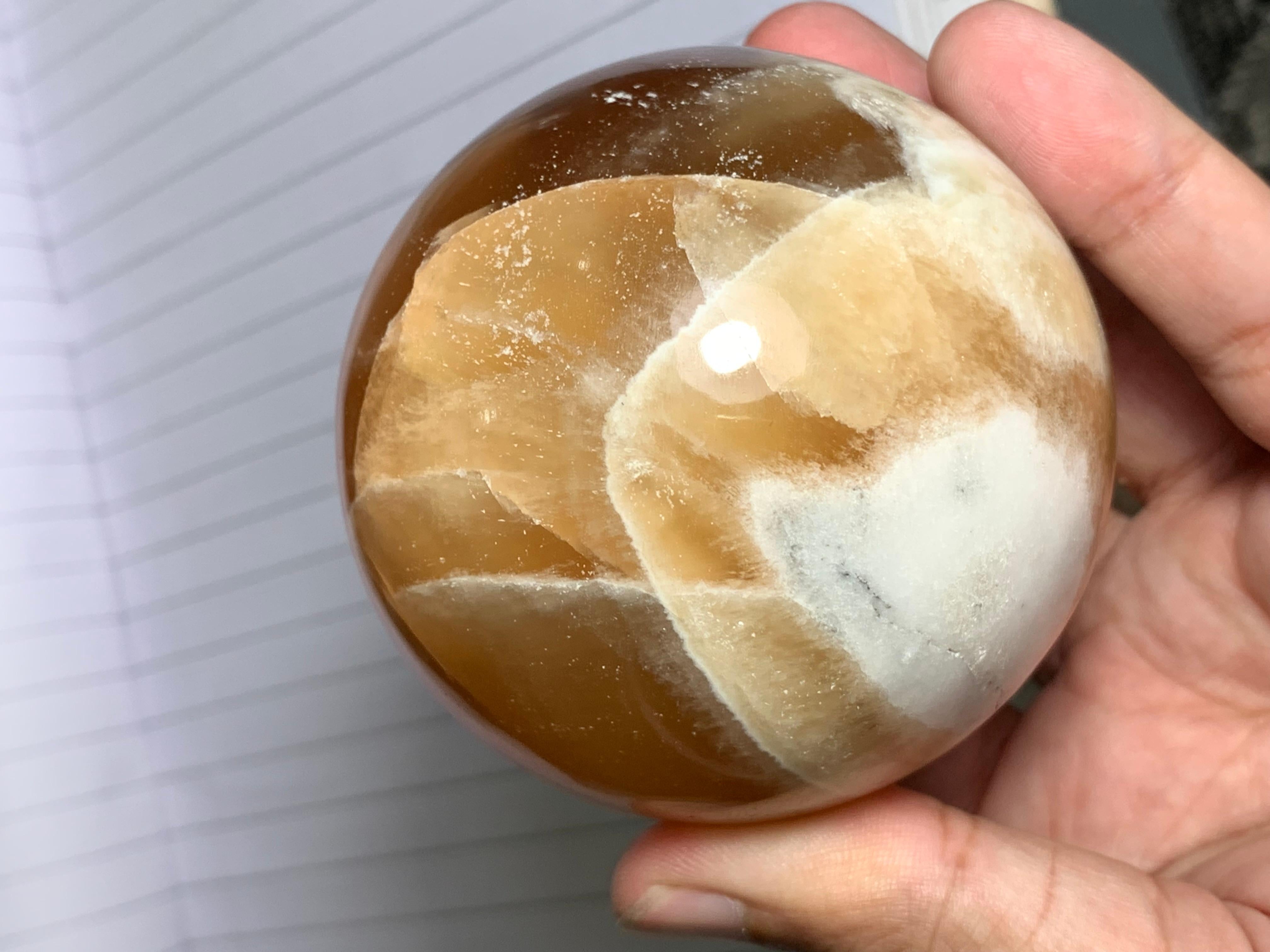 Pakistani Best Quality 548 Gram Red Honey Calcite Sphere For Sale
