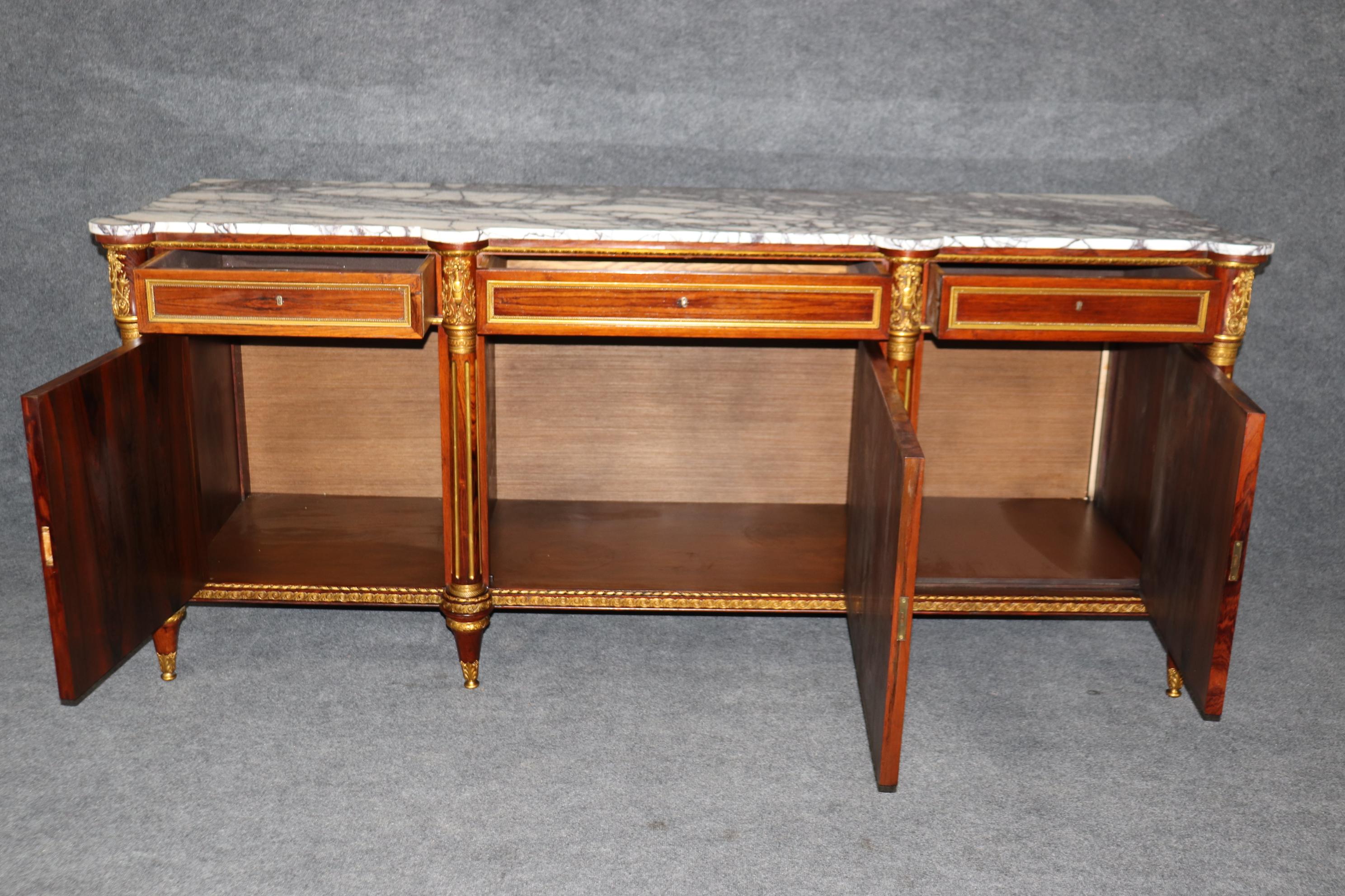 Directoire Best Quality Bronze Mounted French Louis XVI Marble Top Rosewood Sideboard  For Sale