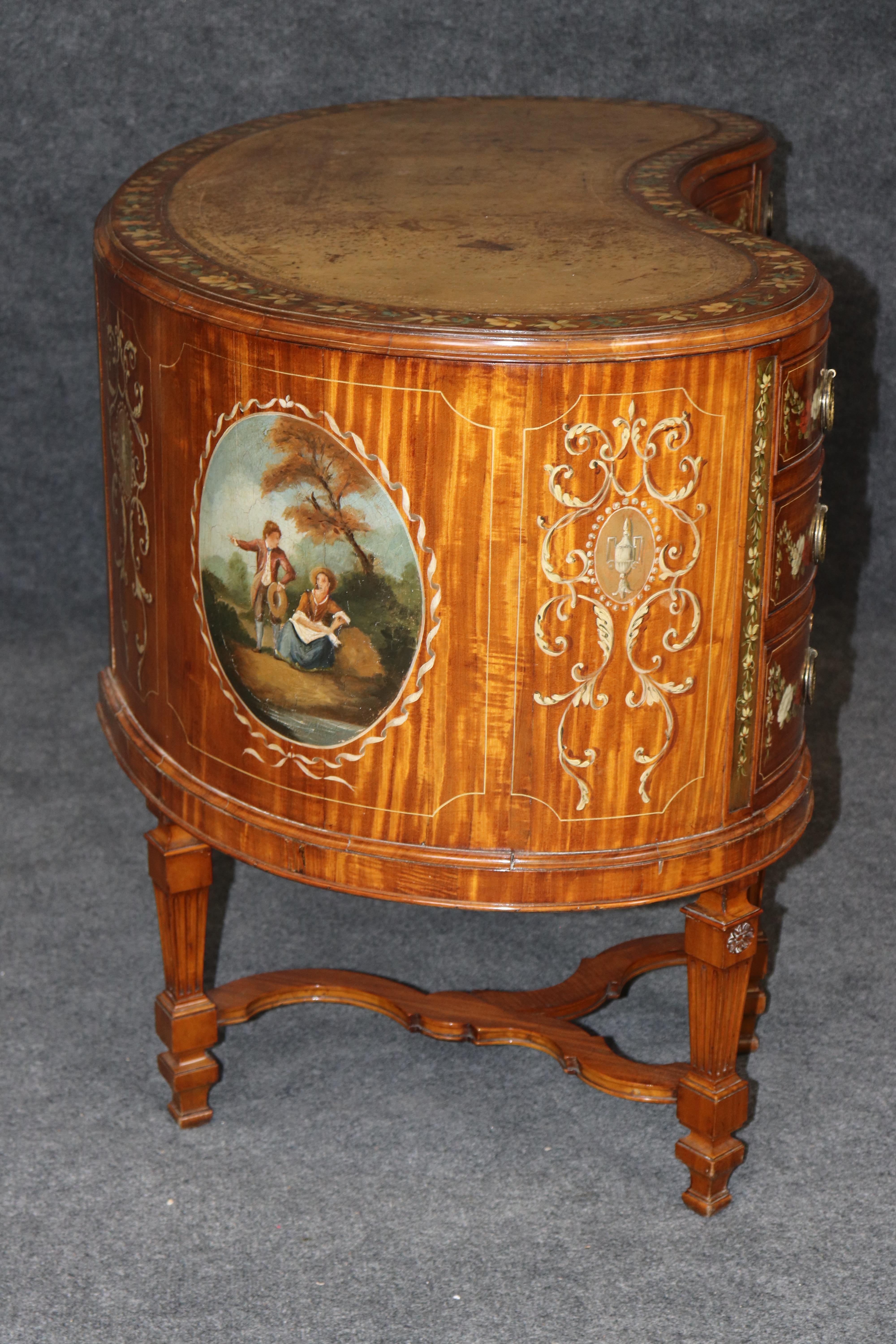 Best Quality English Satinwood Paint Decorated Adams Style Kidney Shaped Vanity (Messing) im Angebot