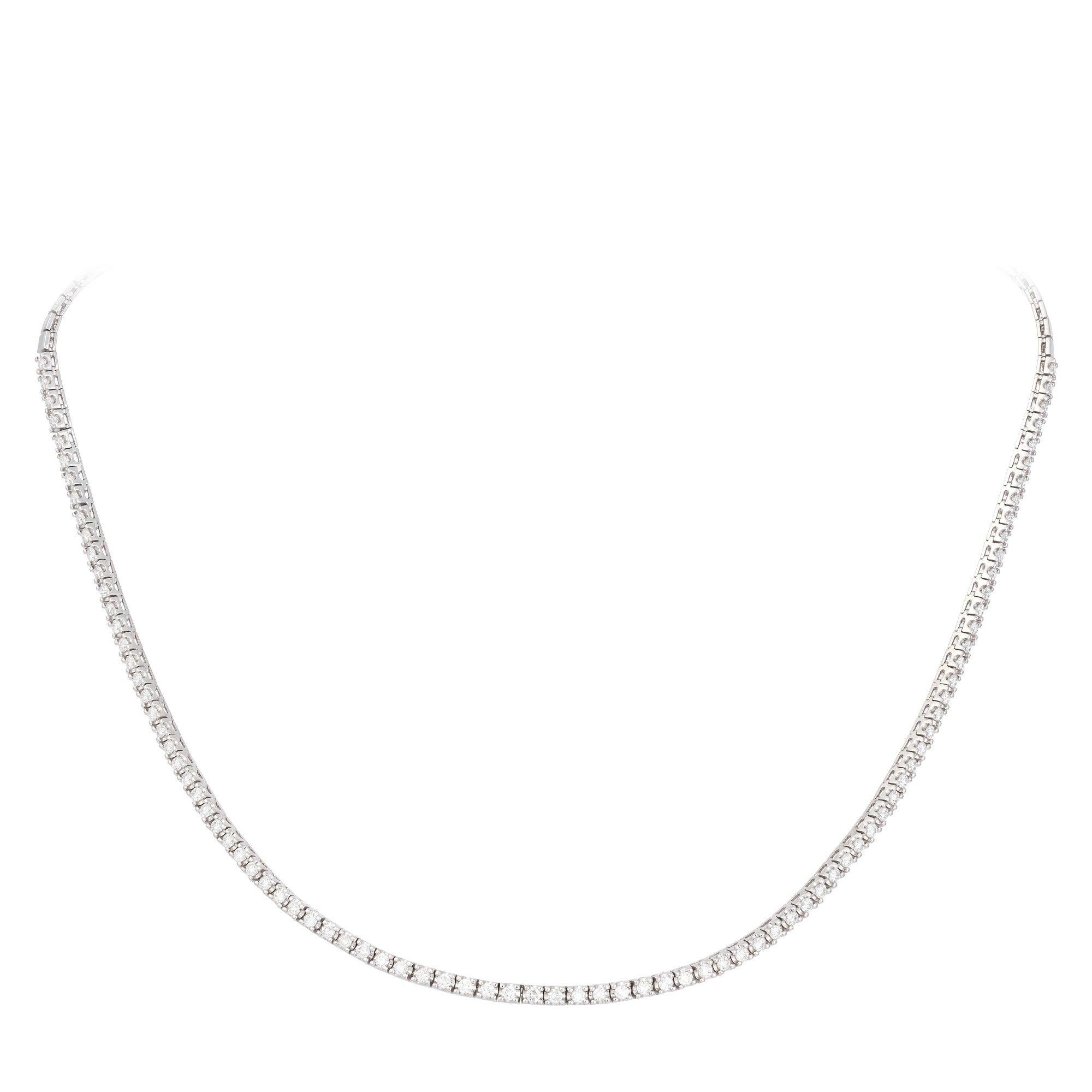 Round Cut Best Seller Classic Style Diamond Necklace 18k White Gold for Her For Sale