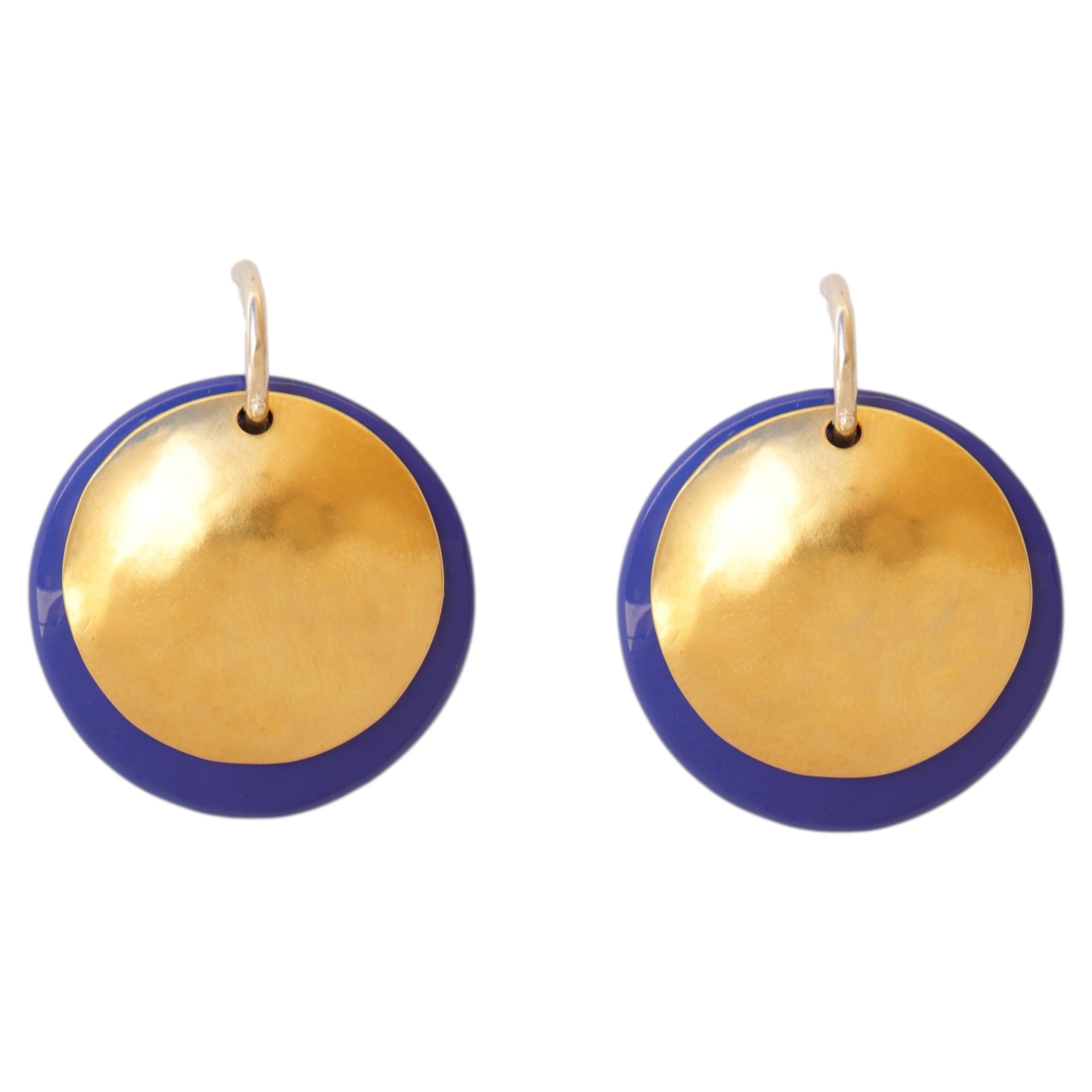 los más vendidos Aros grandes de doble disco en esmalte y vermeil de Katerina Makriyianni en venta