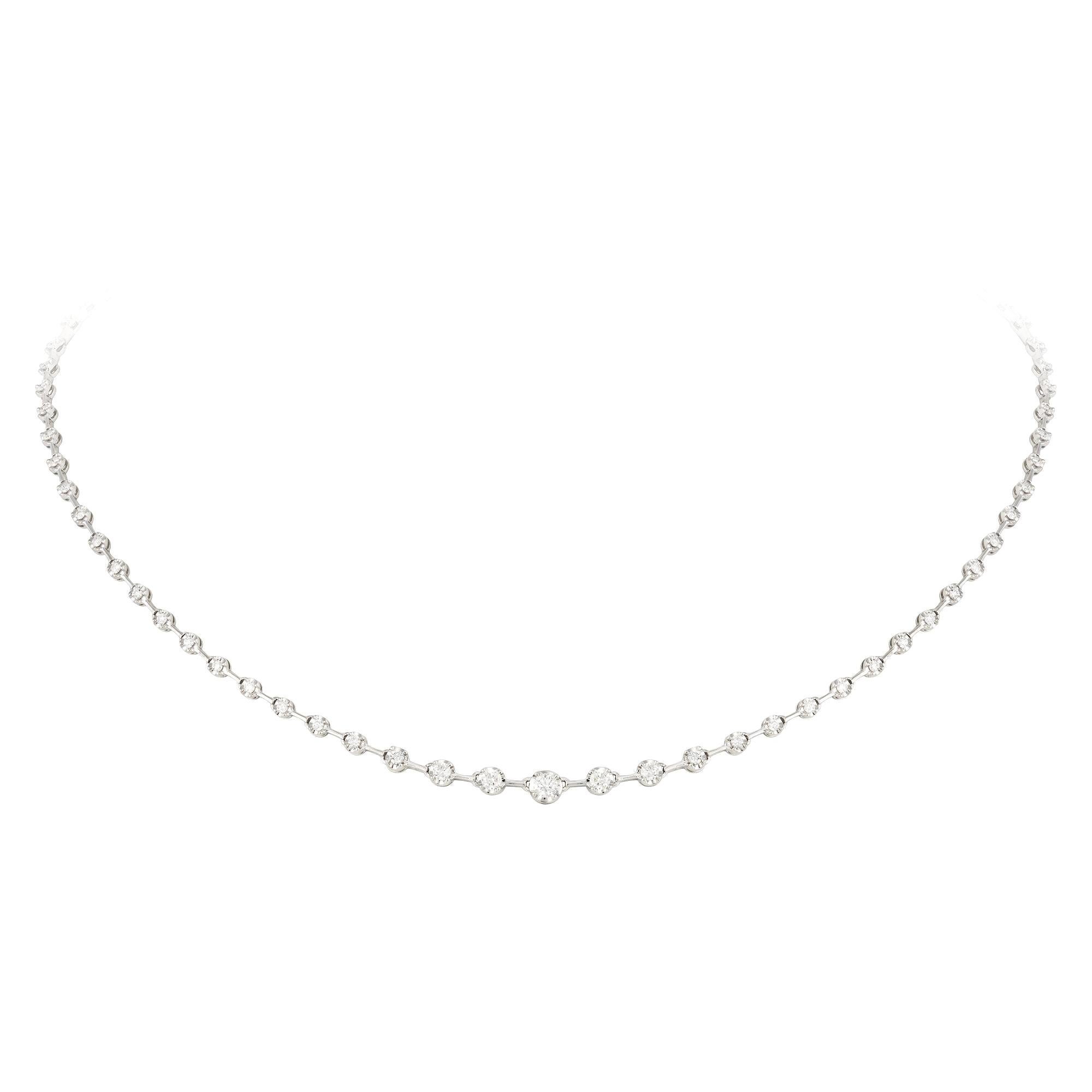 Best Seller Graduation Style Diamond Necklace 18k White Gold for Her
