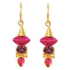 Best Seller Silk Happy Trinity Hoops, Vermeil & Zircons by Katerina Makriyianni
